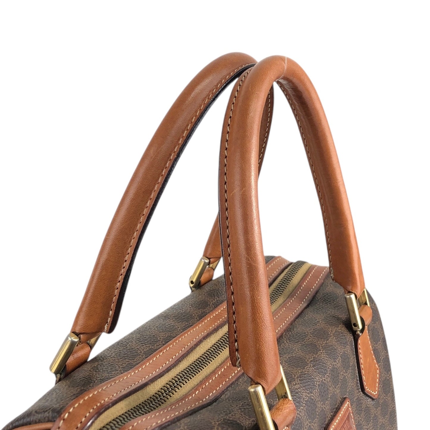CELINE Macadam Blason Handbag Boston bag Brown Vintage xrgcpj