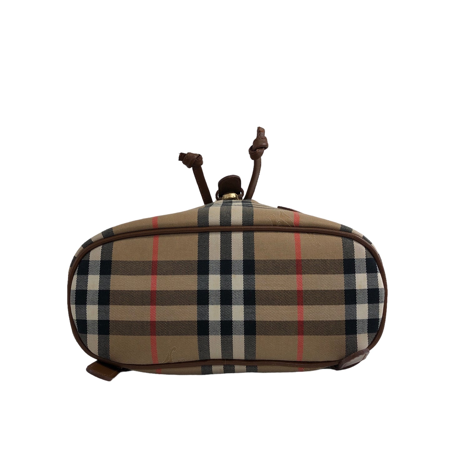 BURBERRY Classic Check Front Buckle Canvas Leather Backpack Beige Vintage x6idrn