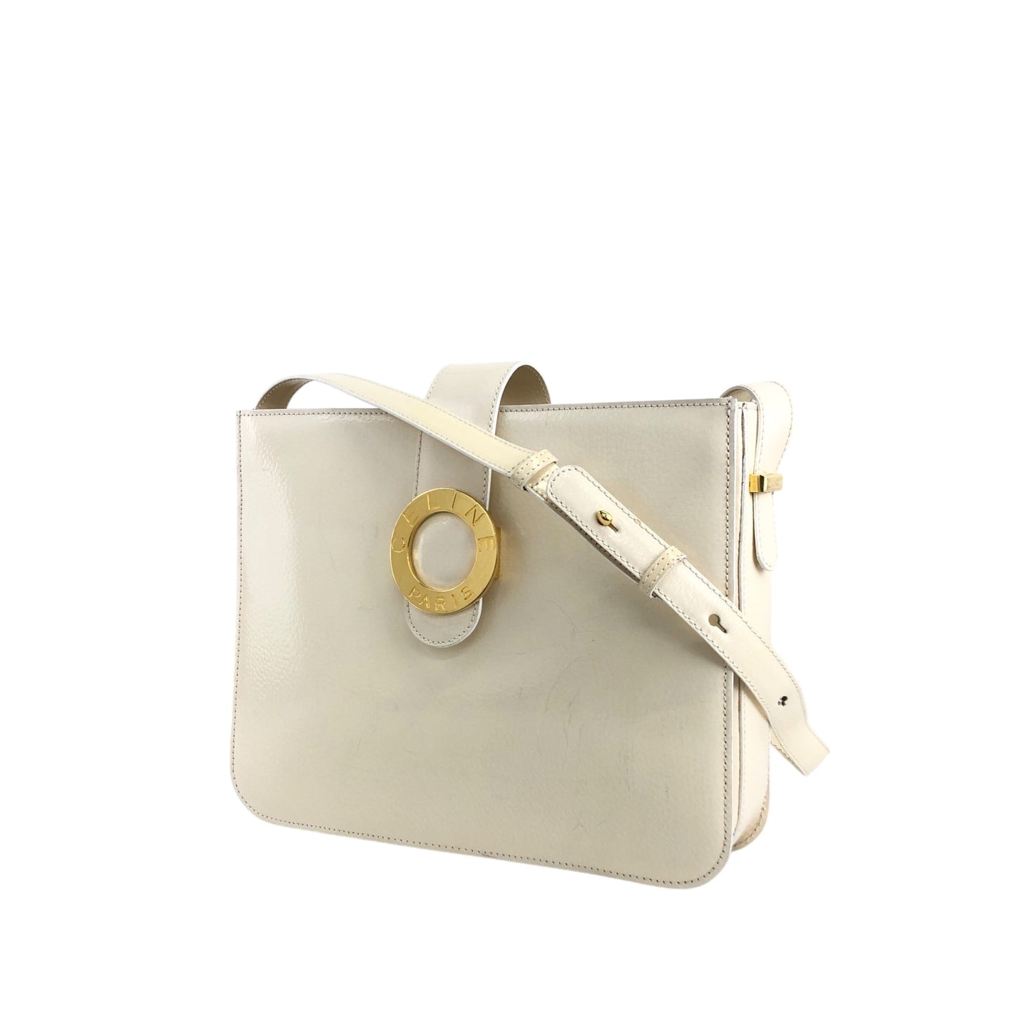 CELINE Circle Logo Shoulder bag White Vintage vxg2uf