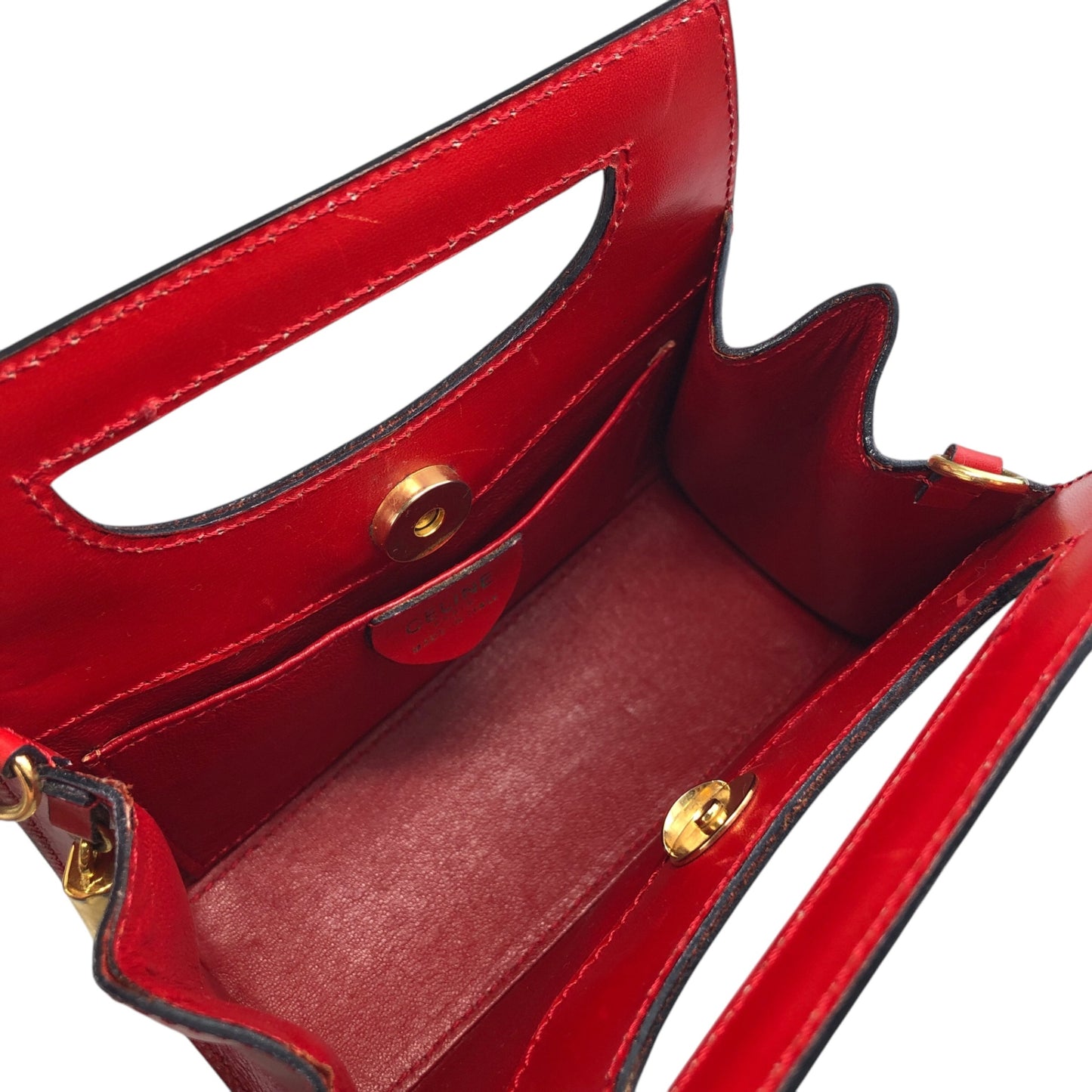 CELINE Two-way Handbag Shoulder bag Red Vintage 23vmug