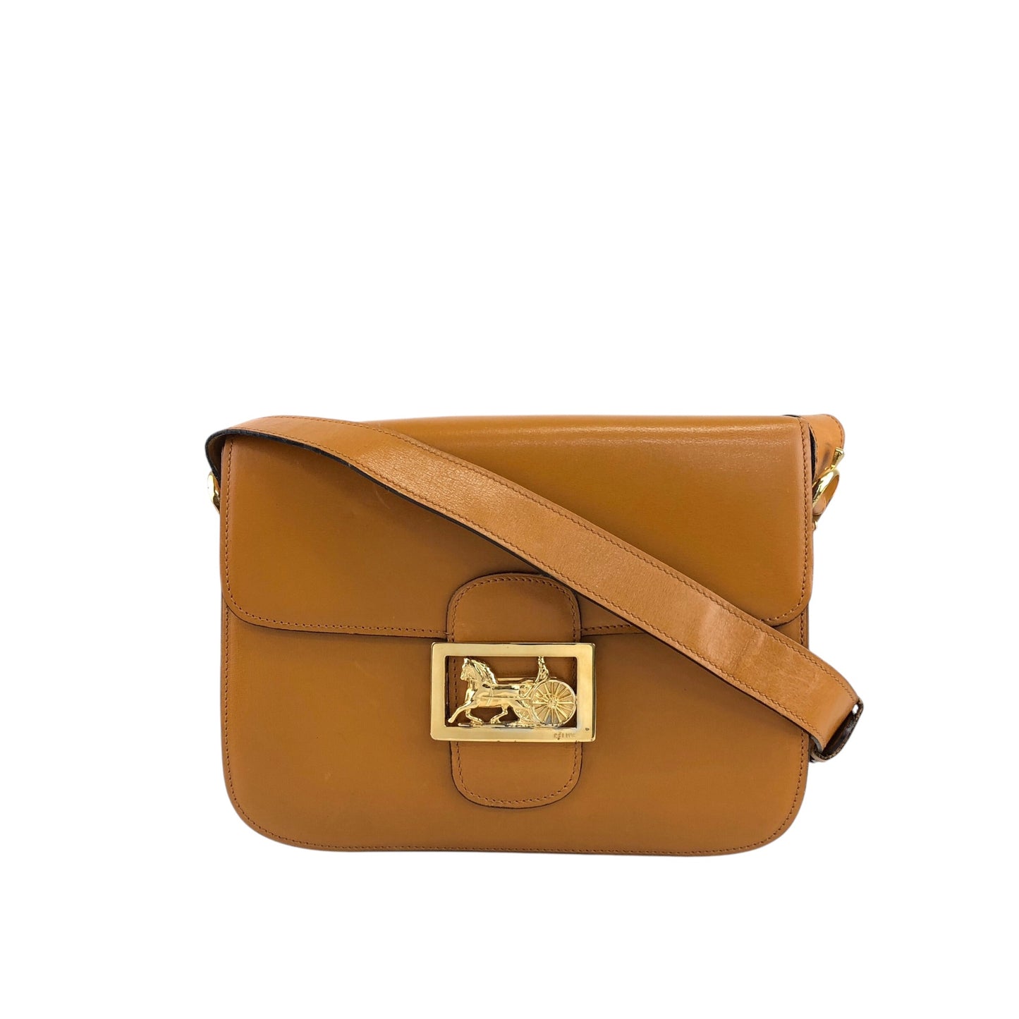 CELINE Horse Carriage Shoulder bag Camel Vintage uv4ggf