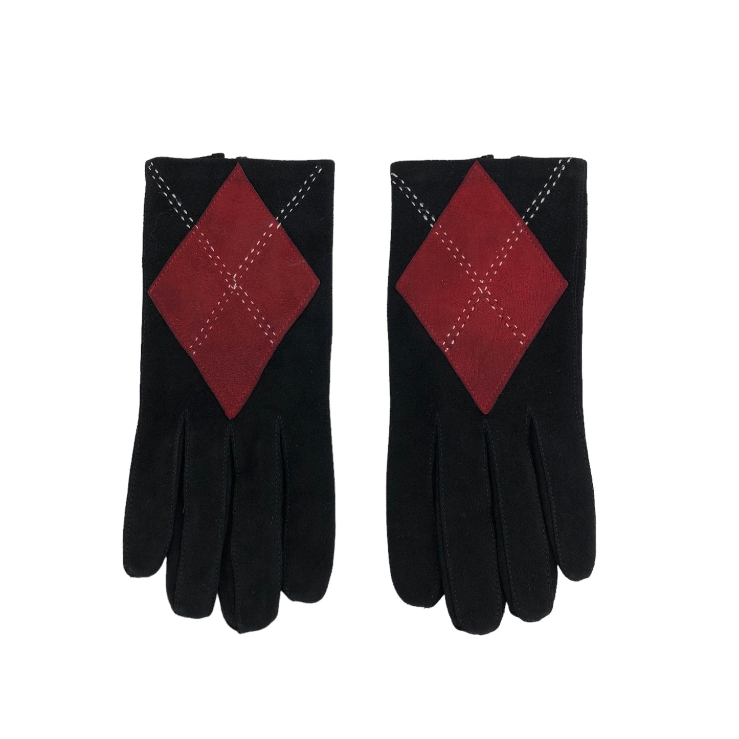 CELINE Argyle Gloves Black Vintage z77scn