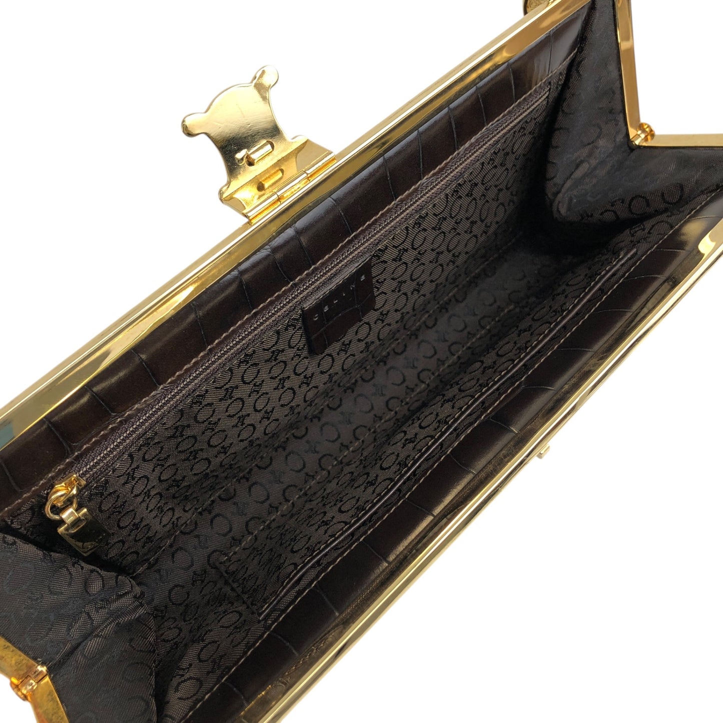 CELINE Triomphe Chain Shoulder bag Brown Vintage tedt2b