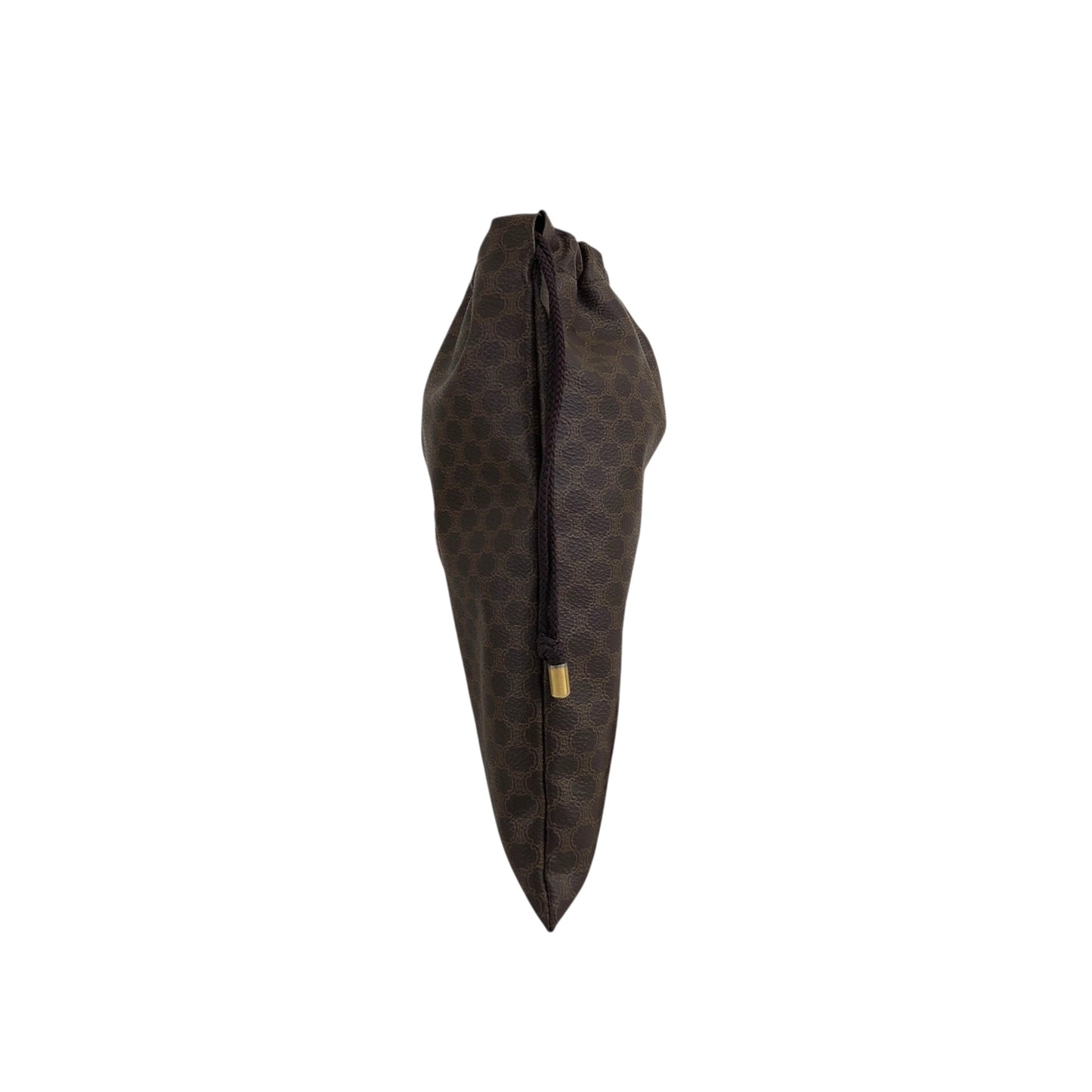 CELINE Macadam Blason Drawstring Small Handbag Pouch Brown Vintage 2fz5x8