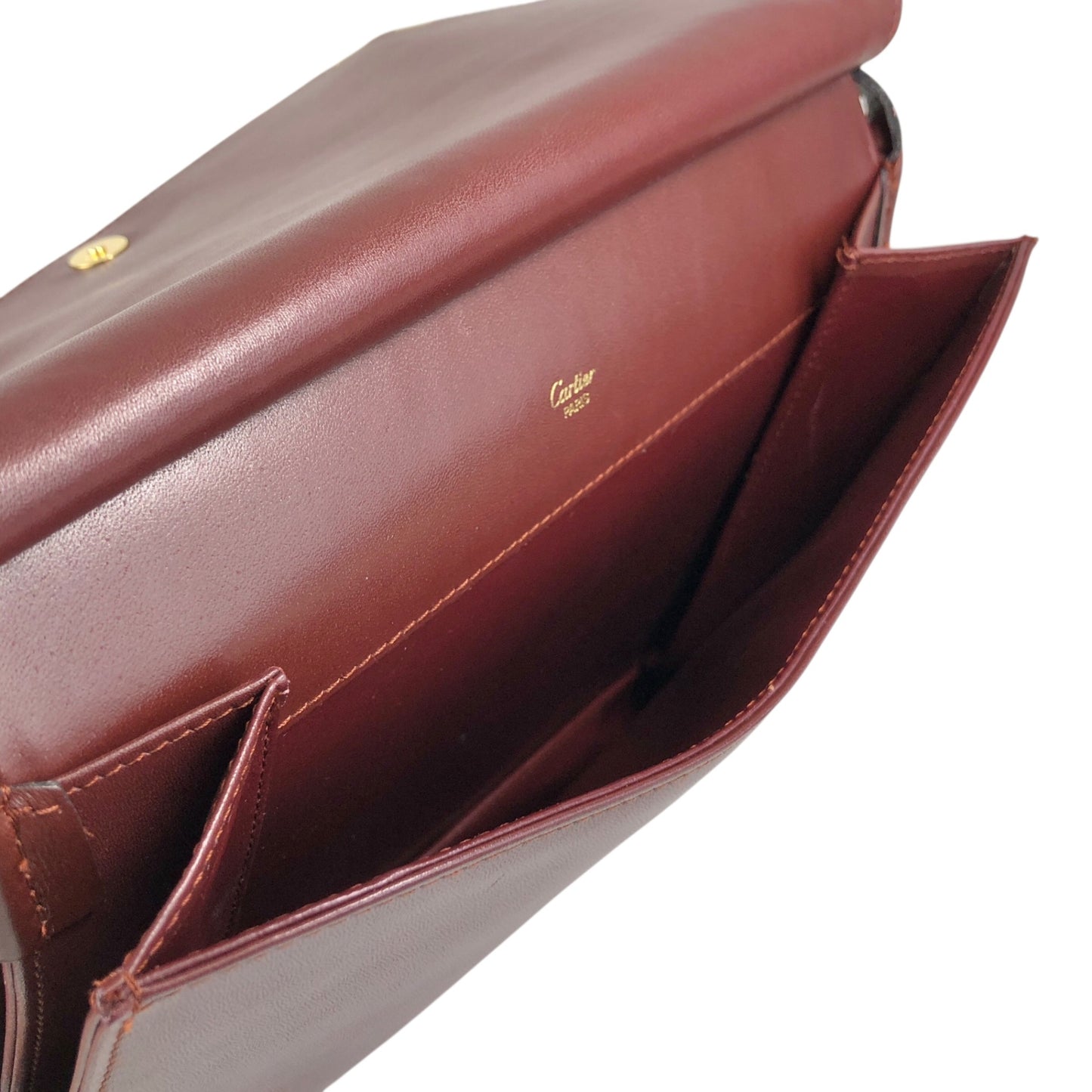 Cartier Logo Embossed Flap Shoulder bag Bordeaux Vintage hydpbp