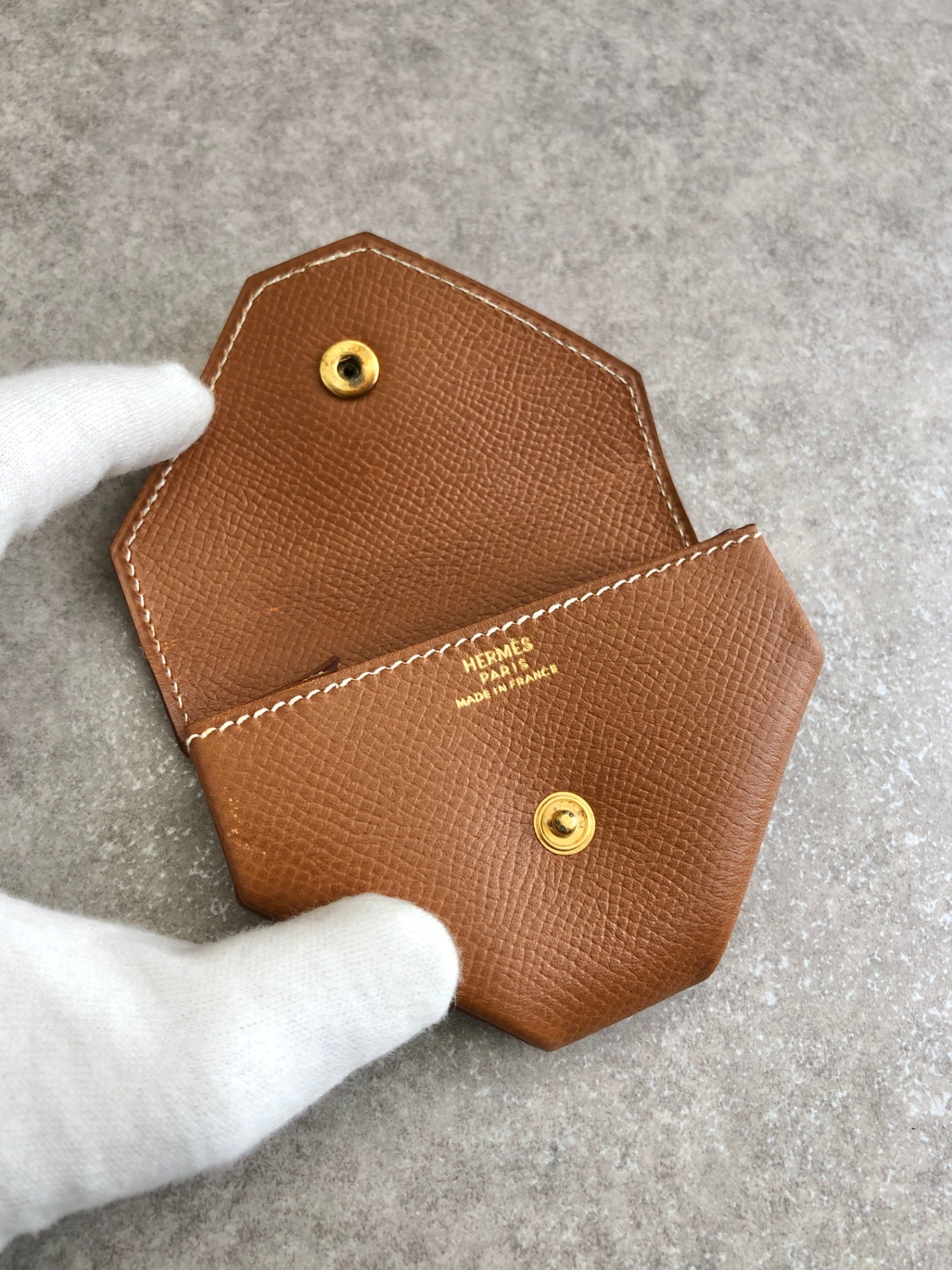 HERMES Coin Purse Brown Vintage ujtgvd