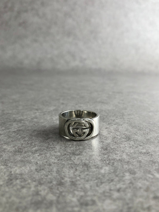 GUCCI Interlocking SILVER925 Ring Silver Vintage bcb788