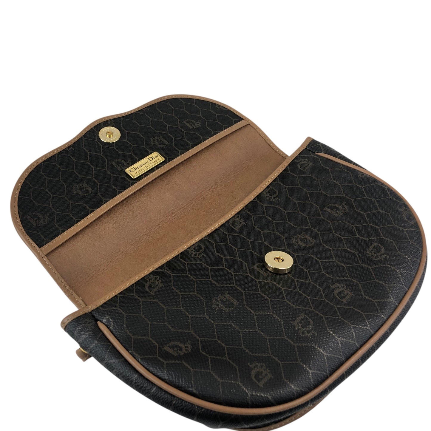 Christian Dior Honeycomb Pattern Logo Shoulder bag Black Vintage 4amtif