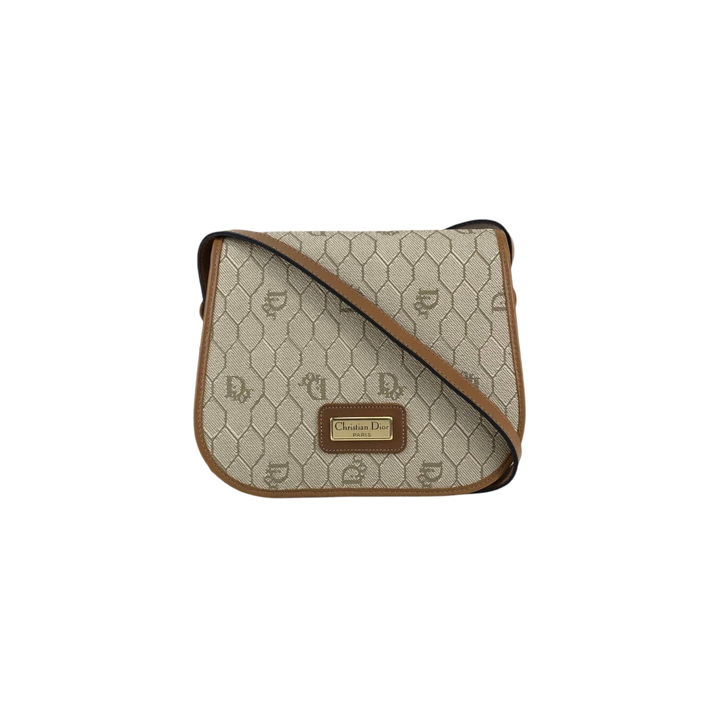 Christian Dior Honeycomb Pattern Small Shoulder bag Beige Vintage tumbw8
