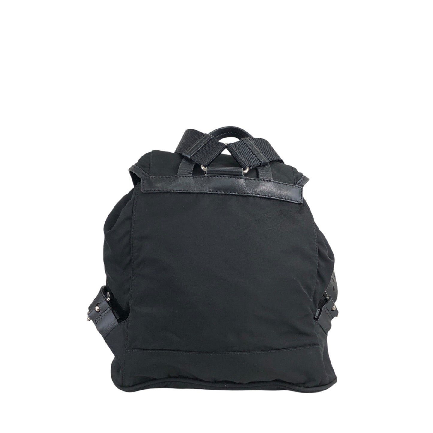 PRADA Triangle Logo Backpack Black Vintage hu5ayn
