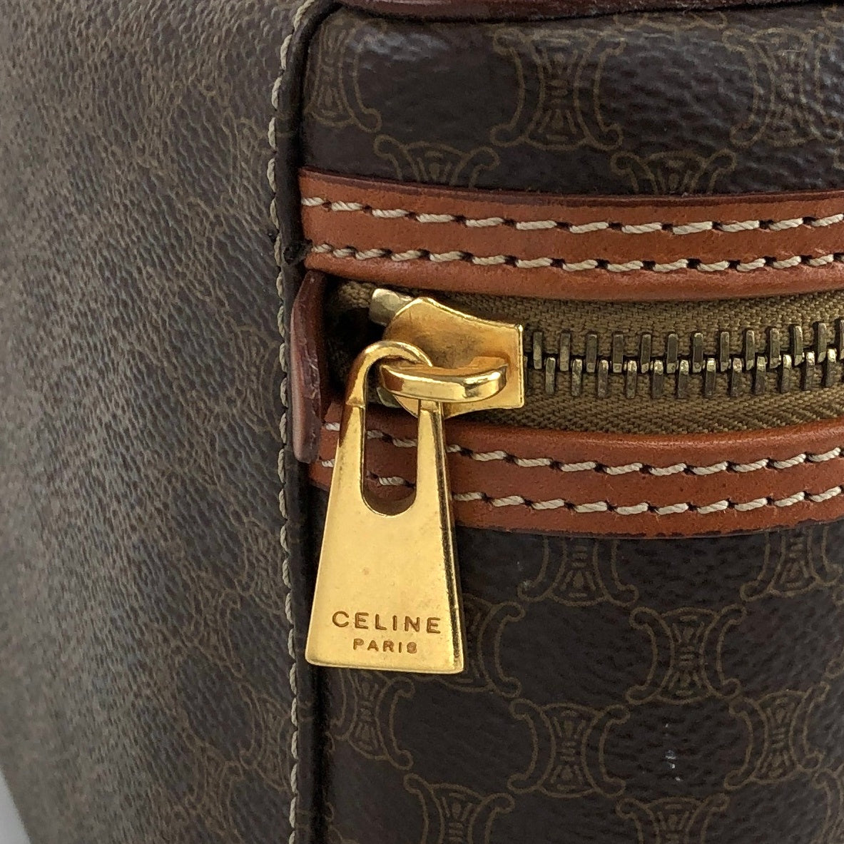 CELINE Macadam Blason Handbag Vanity bag Brown Vintage vekvc3