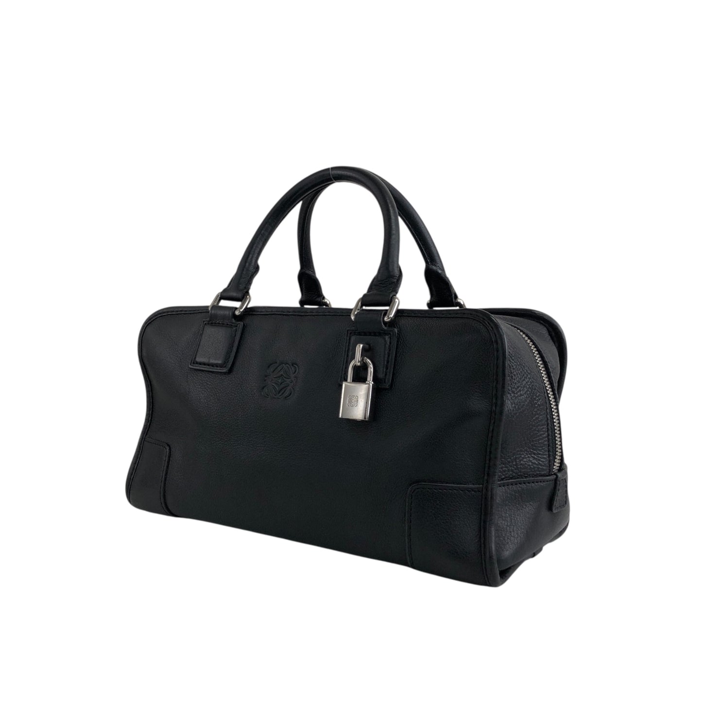 LOEWE Amazona28 Padlock Small Boston bag Handbag Black Vintage vbp8aw
