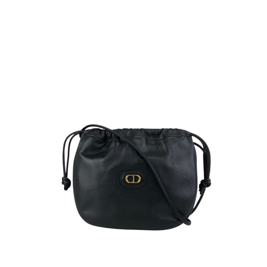 Christian Dior CD Logo Drawstring Shoulder bag Black Vintage 3cpukr