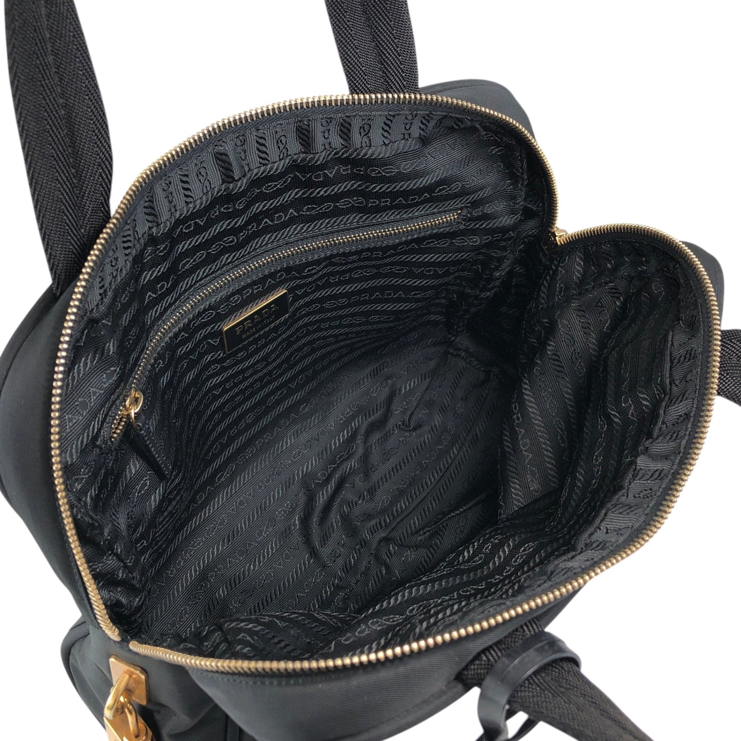 PRADA Tessuto Triangle Logo Handbag Black Vintage p7dydt