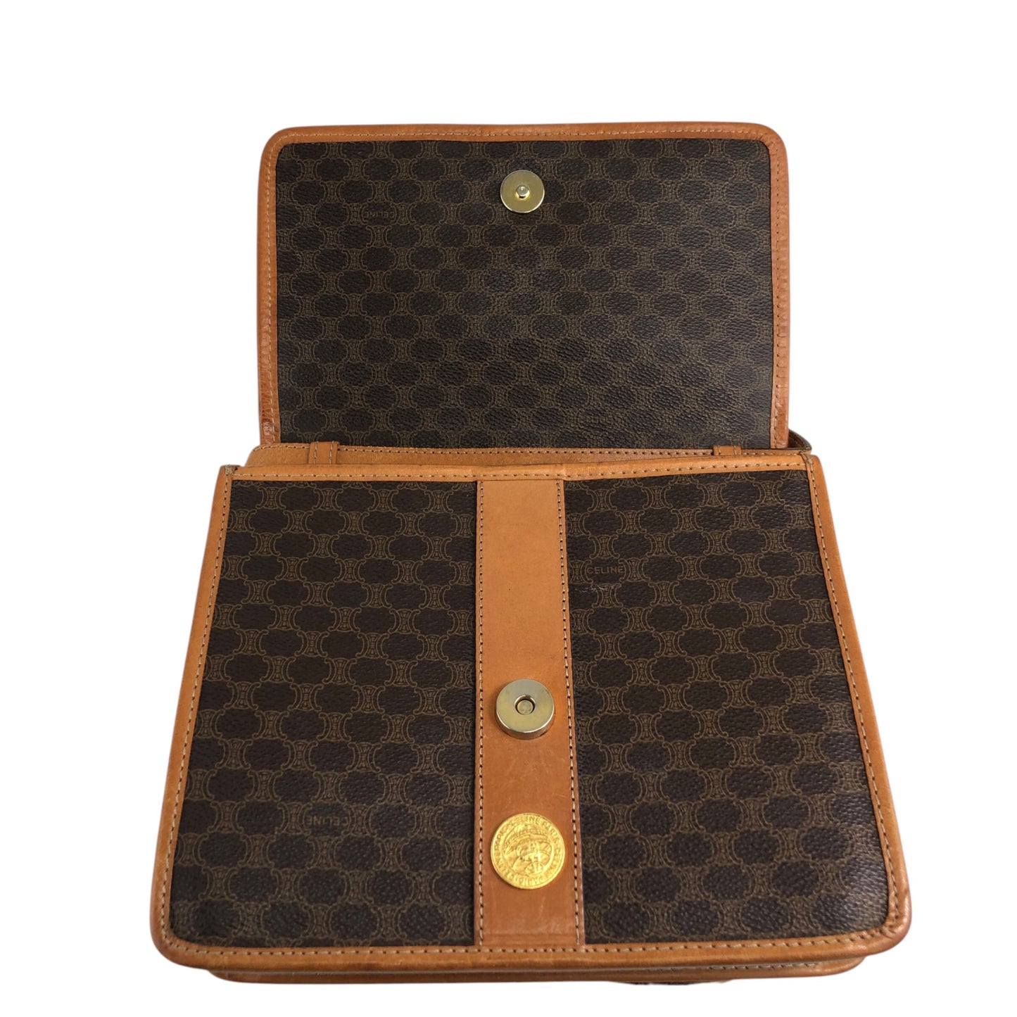 CELINE Macadam Medal Motif 肩背包 棕色 復古 tab6bn
