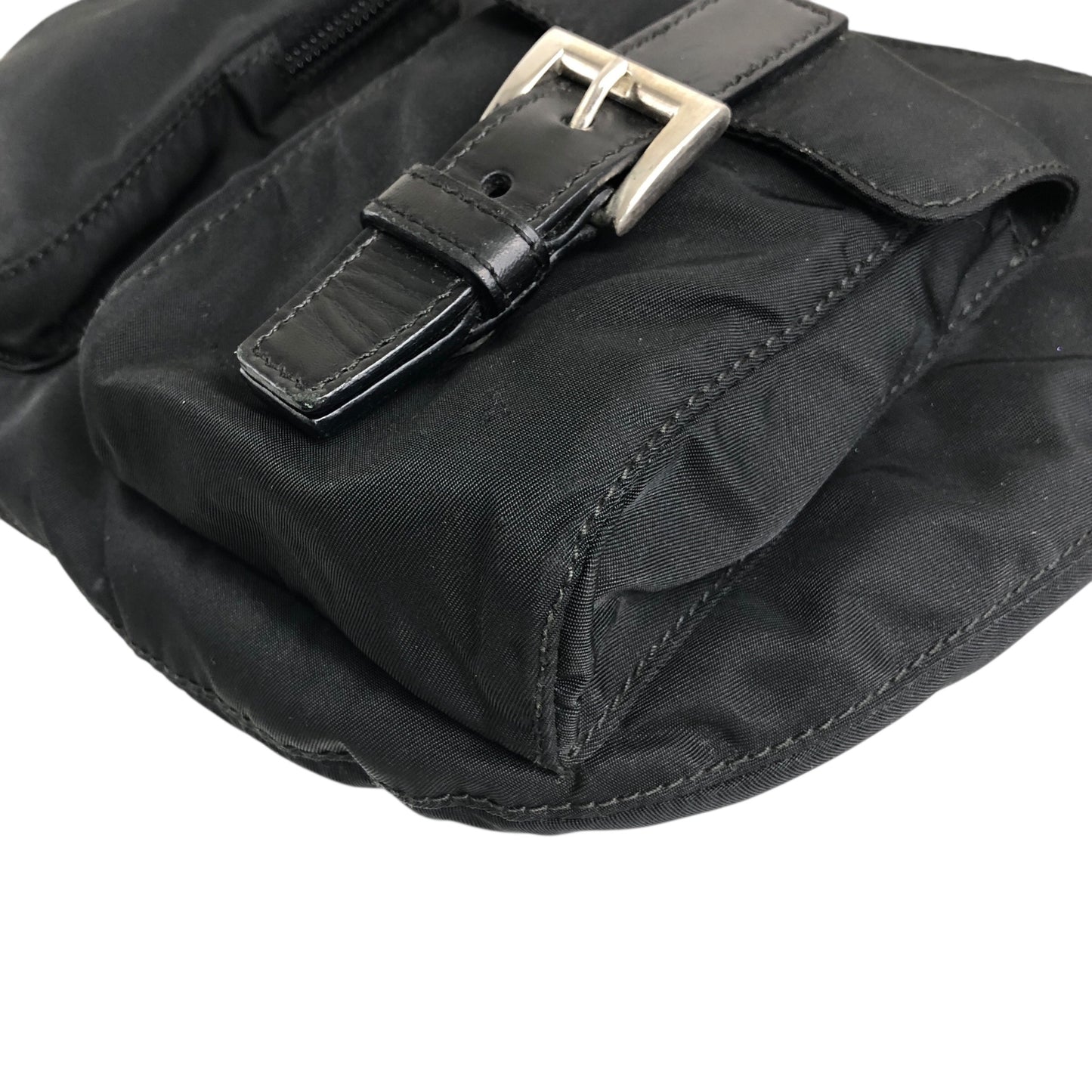 PRADA Triangle Logo Front Pocket Sling bag Black Vintage ts8rf4