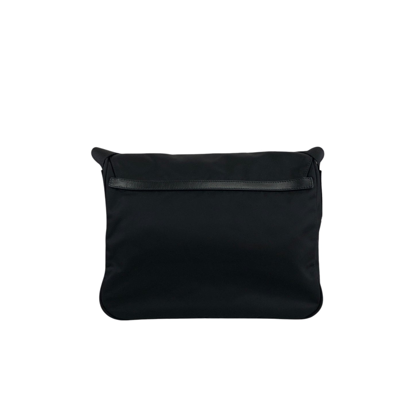 PRADA Triangle Logo Front Buckle Shoulder bag Black Vintage b2kema
