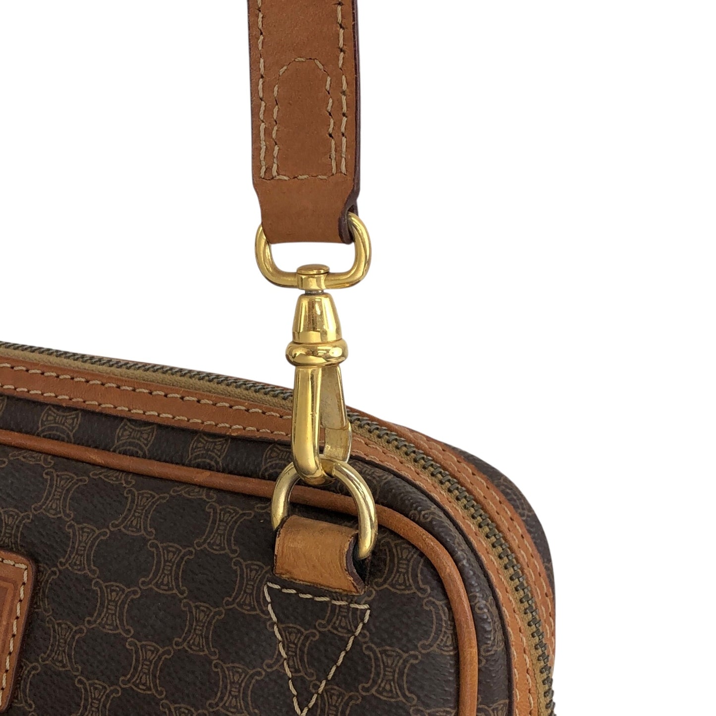 CELINE Macadam Blason Shoulder bag Brown Vintage f2gsiu