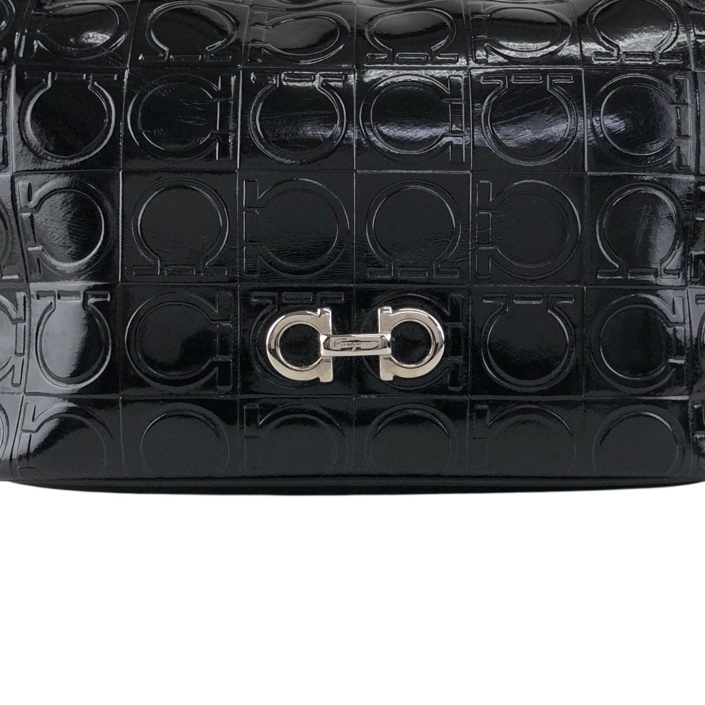 Salvatore Ferragamo Gancini Handbag Black Vintage 46khvf