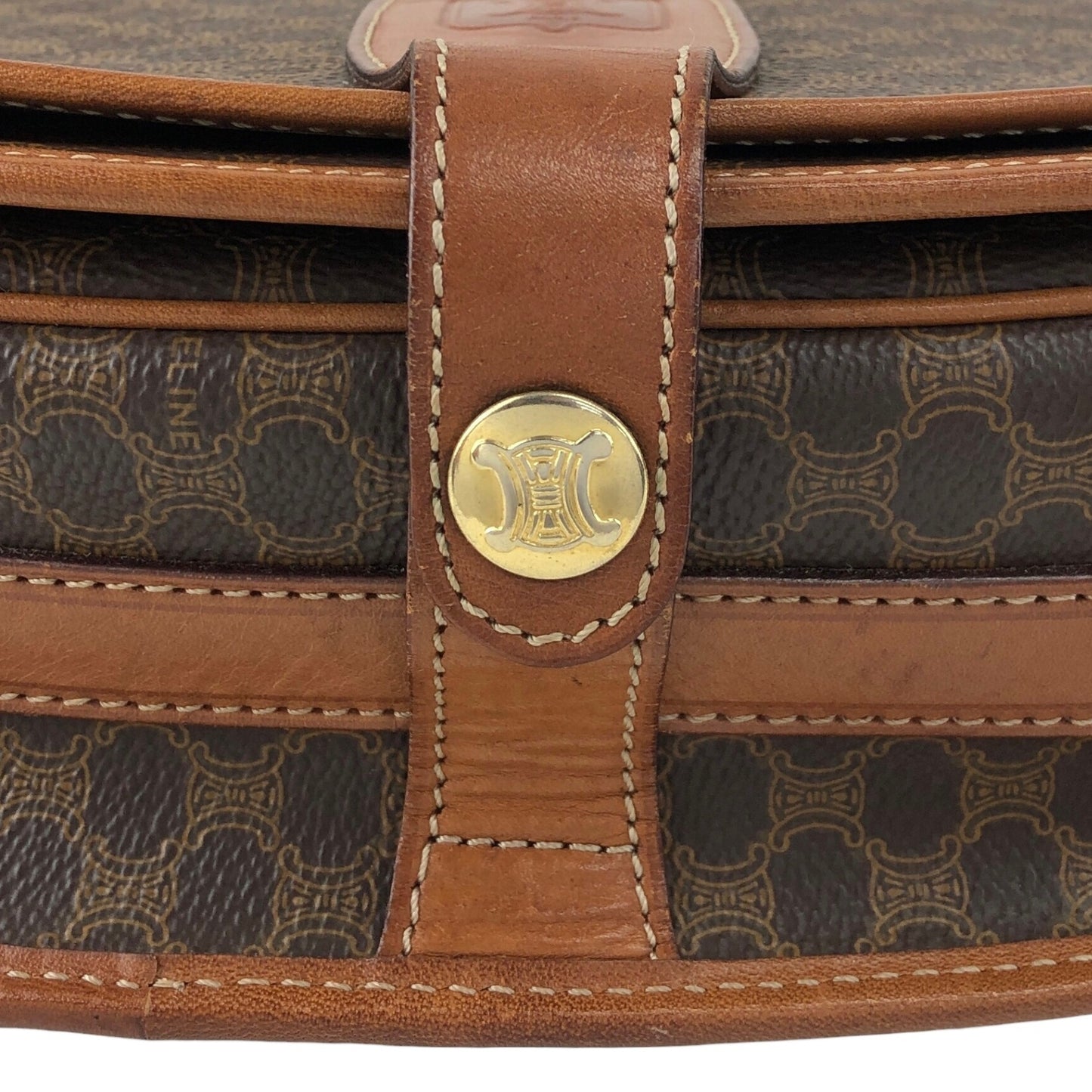 CELINE Macadam Blason Flap Shoulder bag Brown Vintage 2gysan