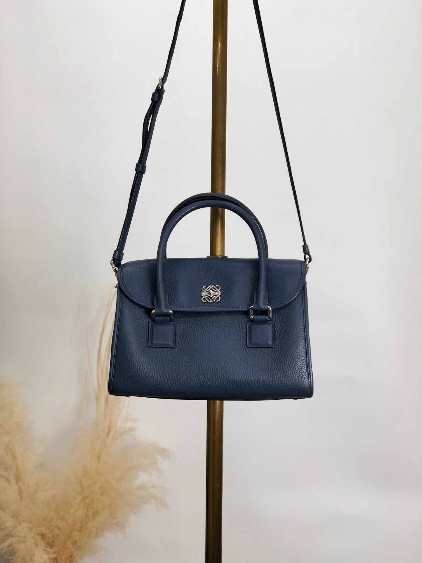 LOEWE Anagram Two-way Handbag Shoulder bag Blue Vintage bni3pa