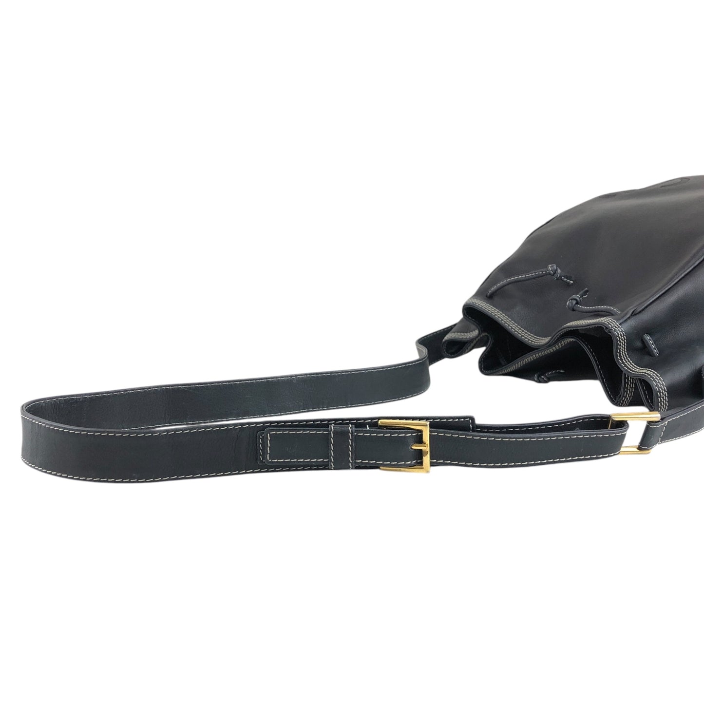LOEWE Anagram Drawstring Shoulder bag Navy Vintage 3vjxri