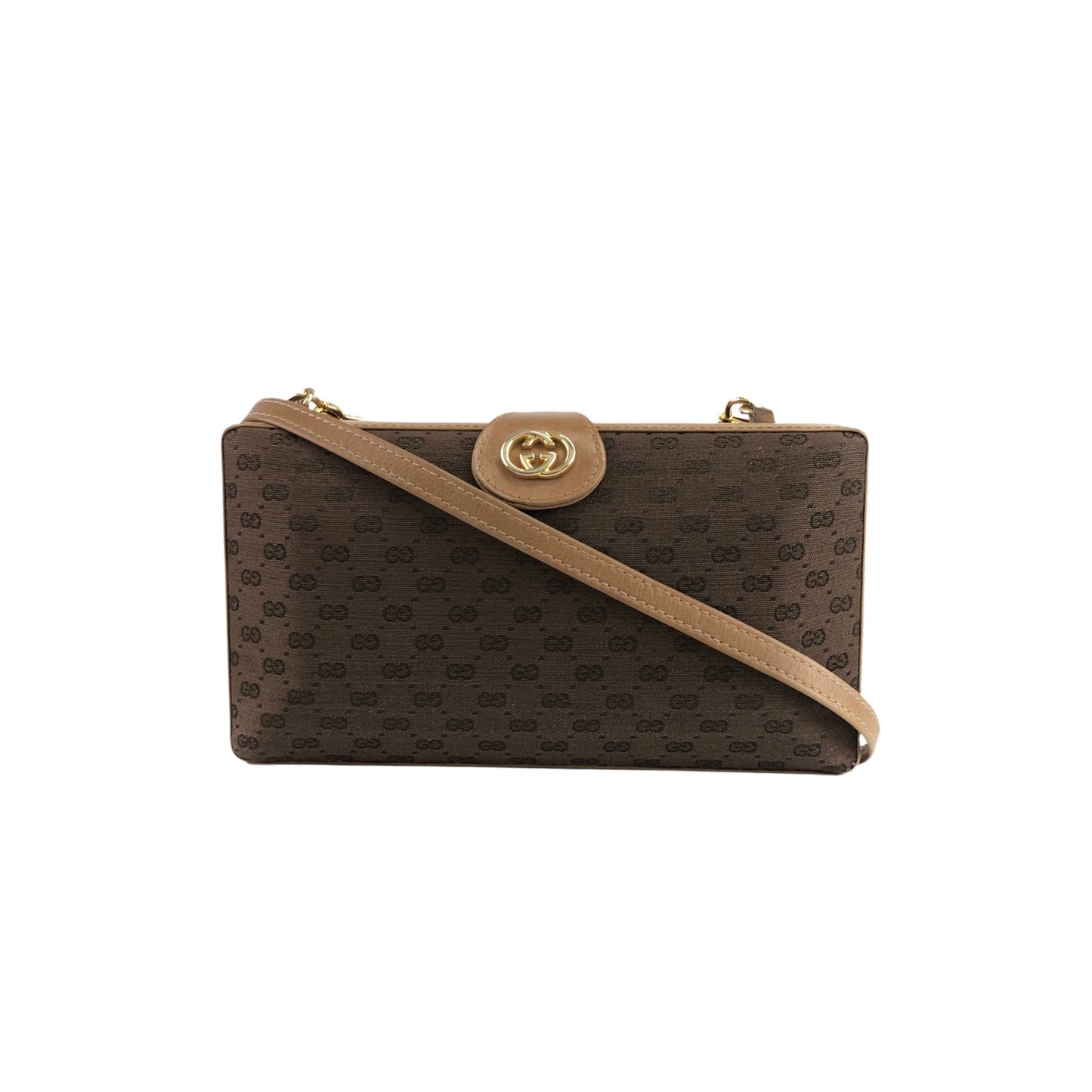 GUCCI GG Logo Motif Shoulder bag Brown Vintage xfb6jw