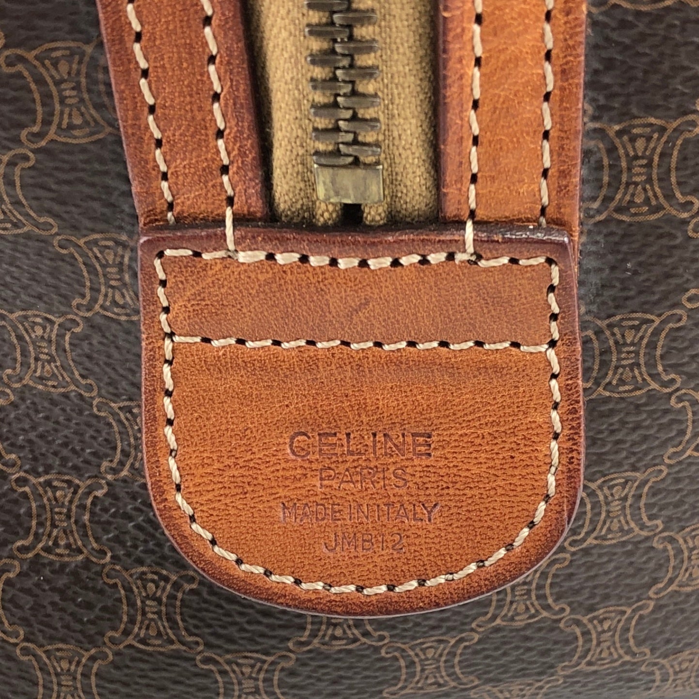 CELINE Macadam Blason Handbag Boston bag Brown Vintage xrgcpj