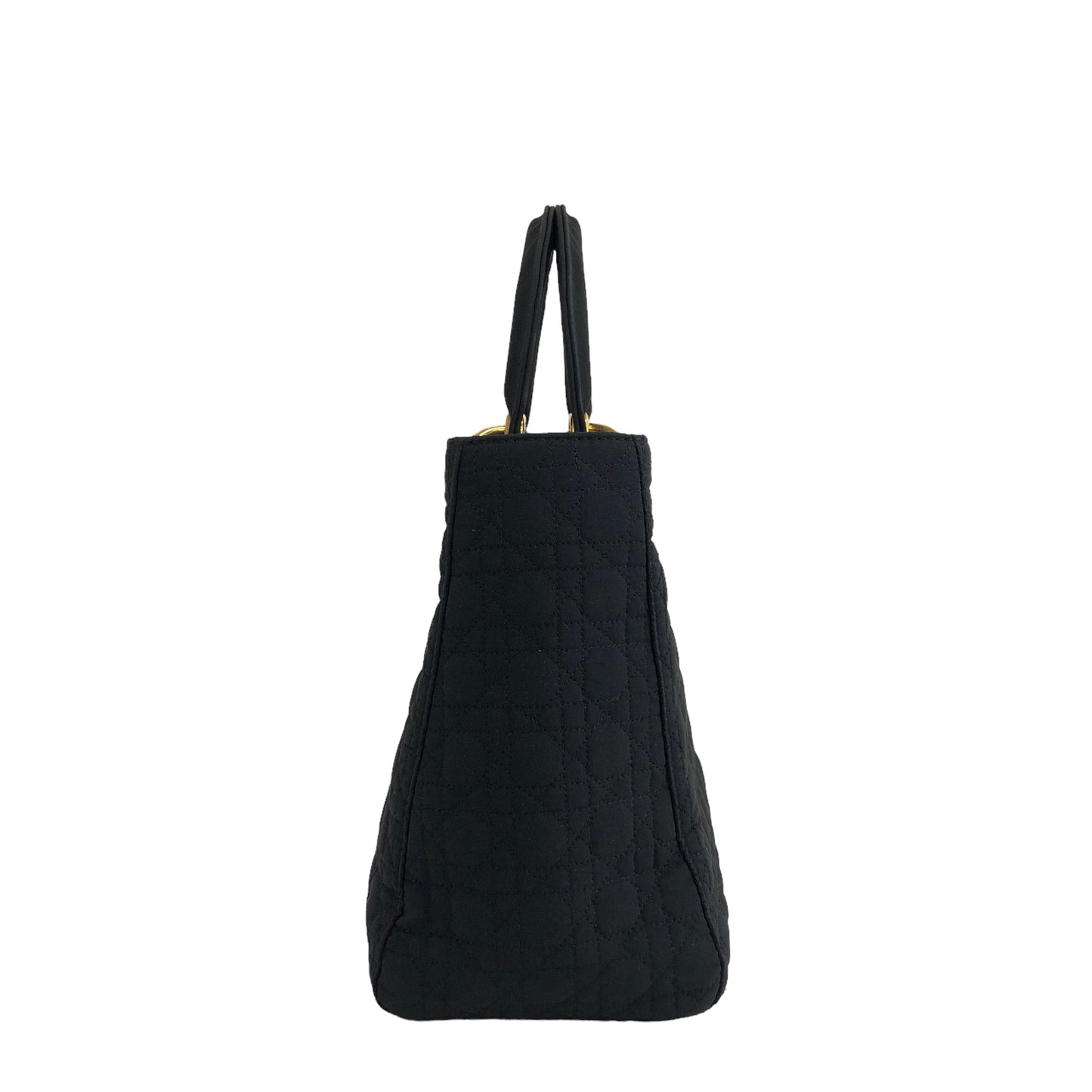 Christian Dior Lady Dior Cannage CD Logo Charm Nylon Two-way Handbag Shoulder bag Black Vintage vwagxx