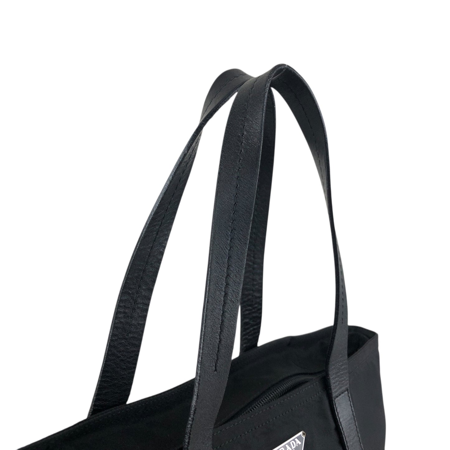 PRADA Tessuto Triangle Logo Handbag Black Vintage 5ujtgr