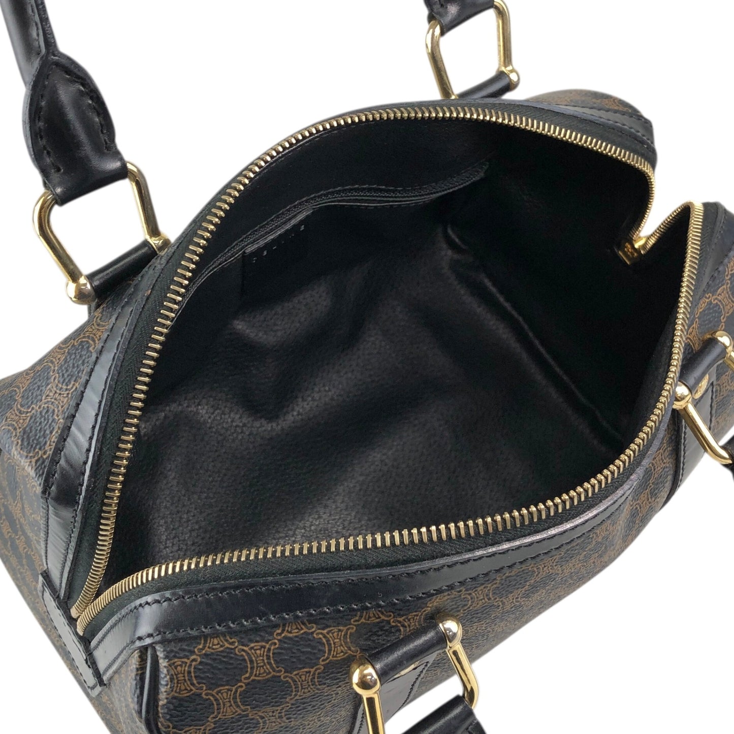 CELINE Macadam Two-way Small Boston bag Shoulder bag Black Vintage 5umhds