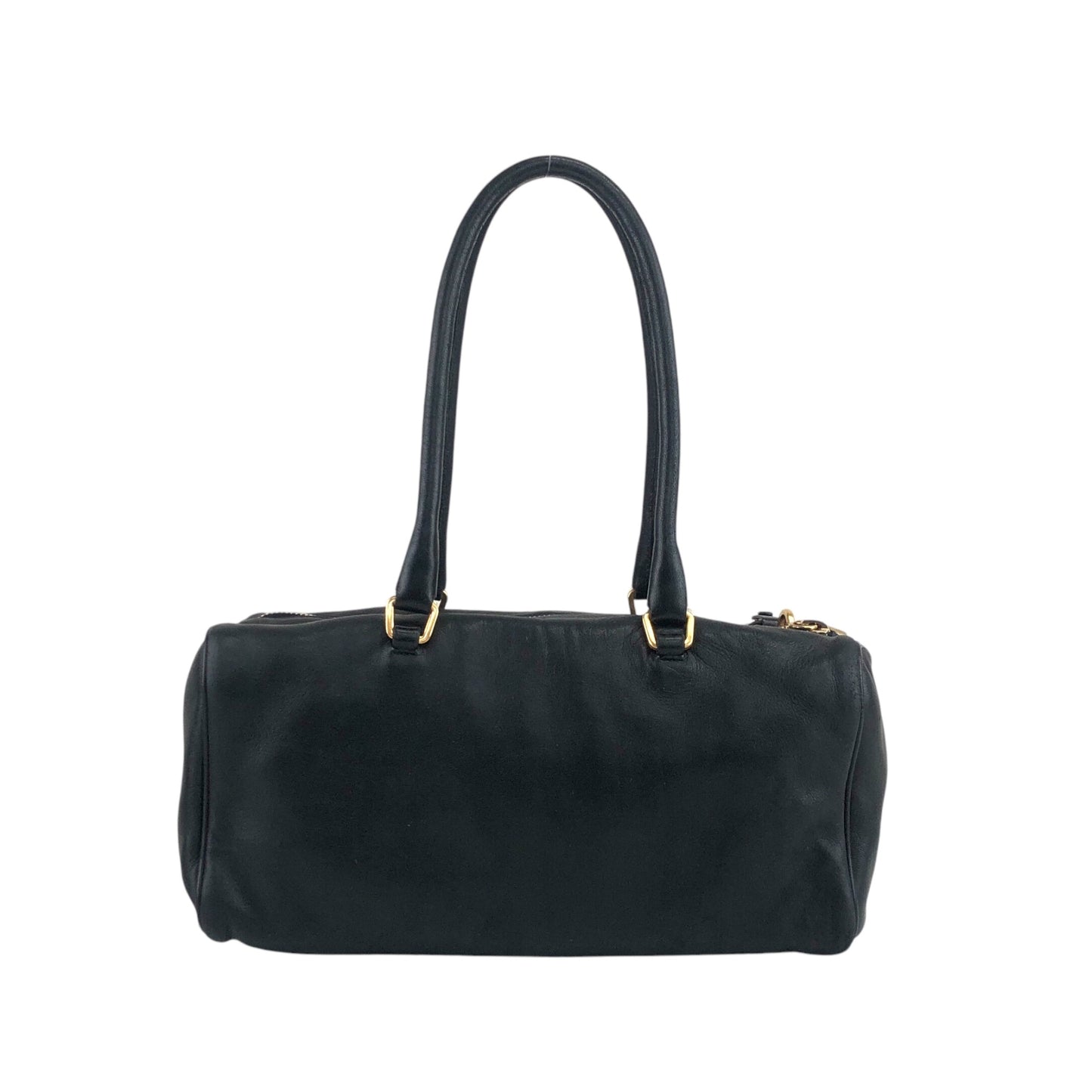 PRADA Logo Embossed Handbag Black Vintage fu6tga