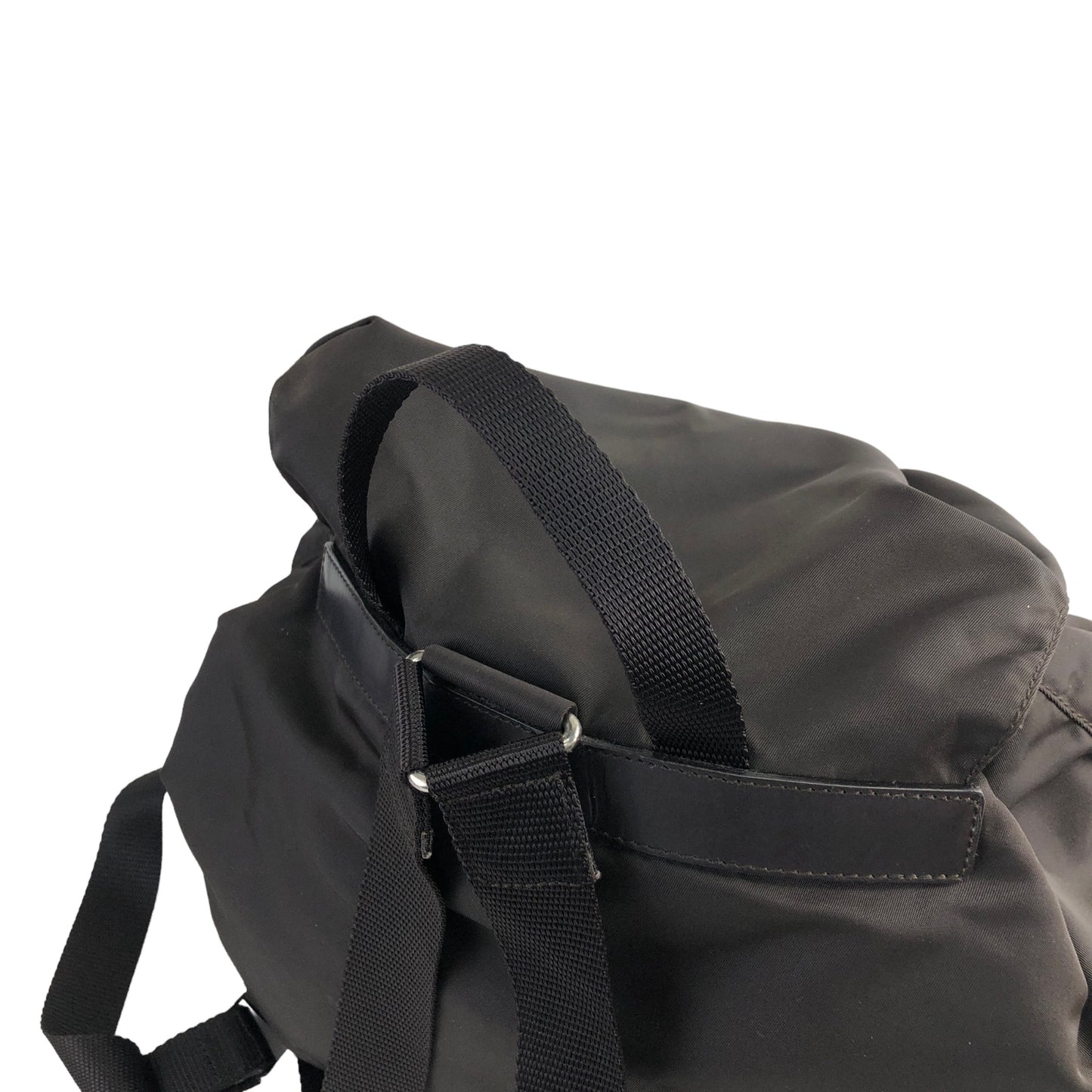 PRADA Triangle Logo Double Pocket Nylon Backpack Brown Vintage 8ye78x