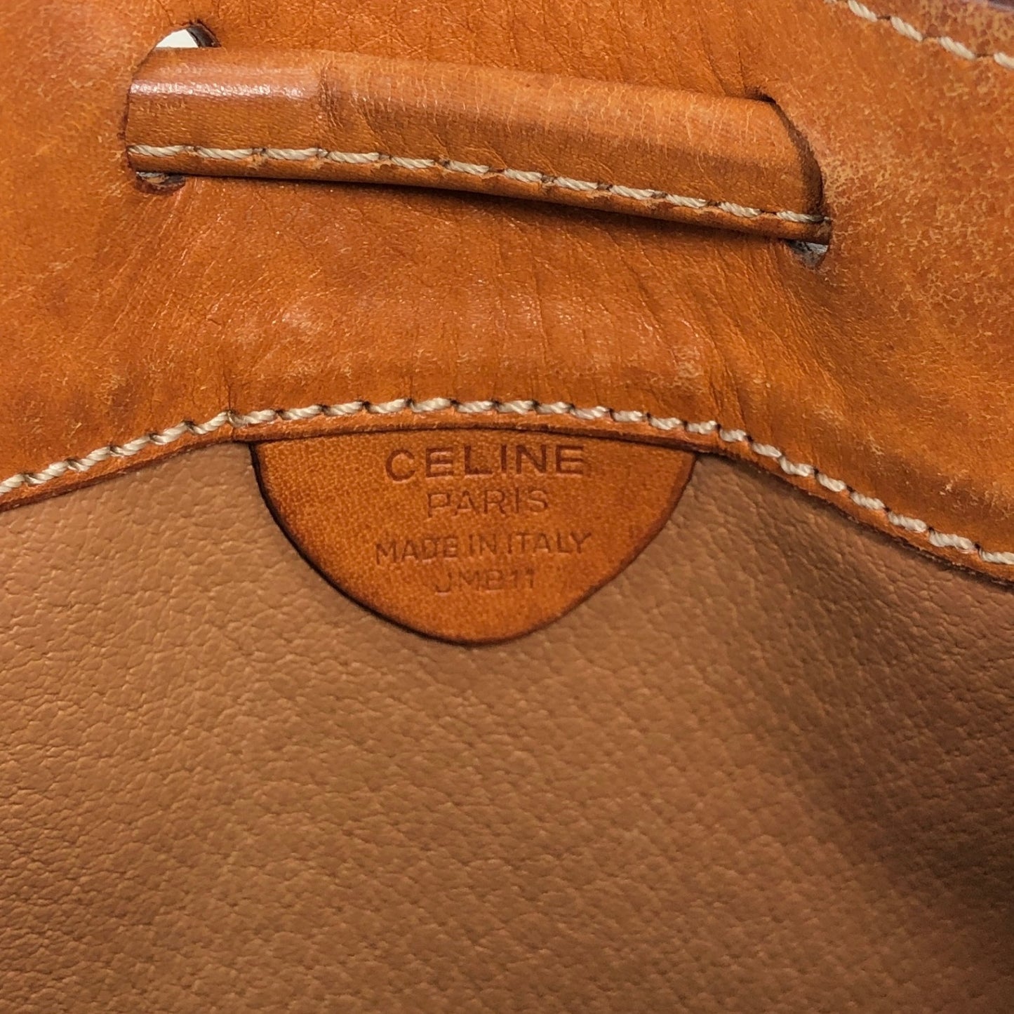 CELINE Macadam Drawstring Small Shoulder bag Brown Vintage kzhdhu