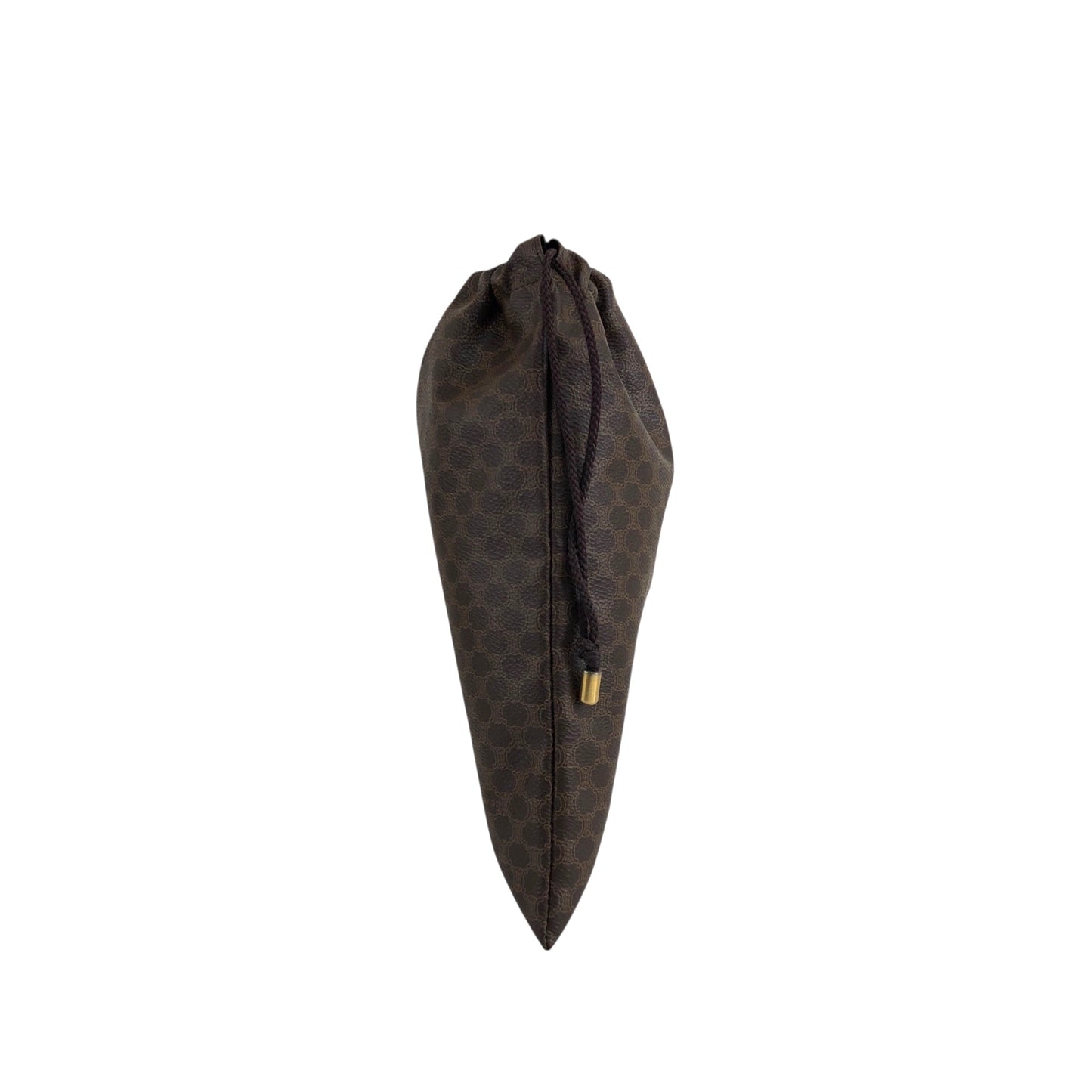 CELINE Macadam Blason Drawstring Small Handbag Pouch Brown Vintage 2fz5x8