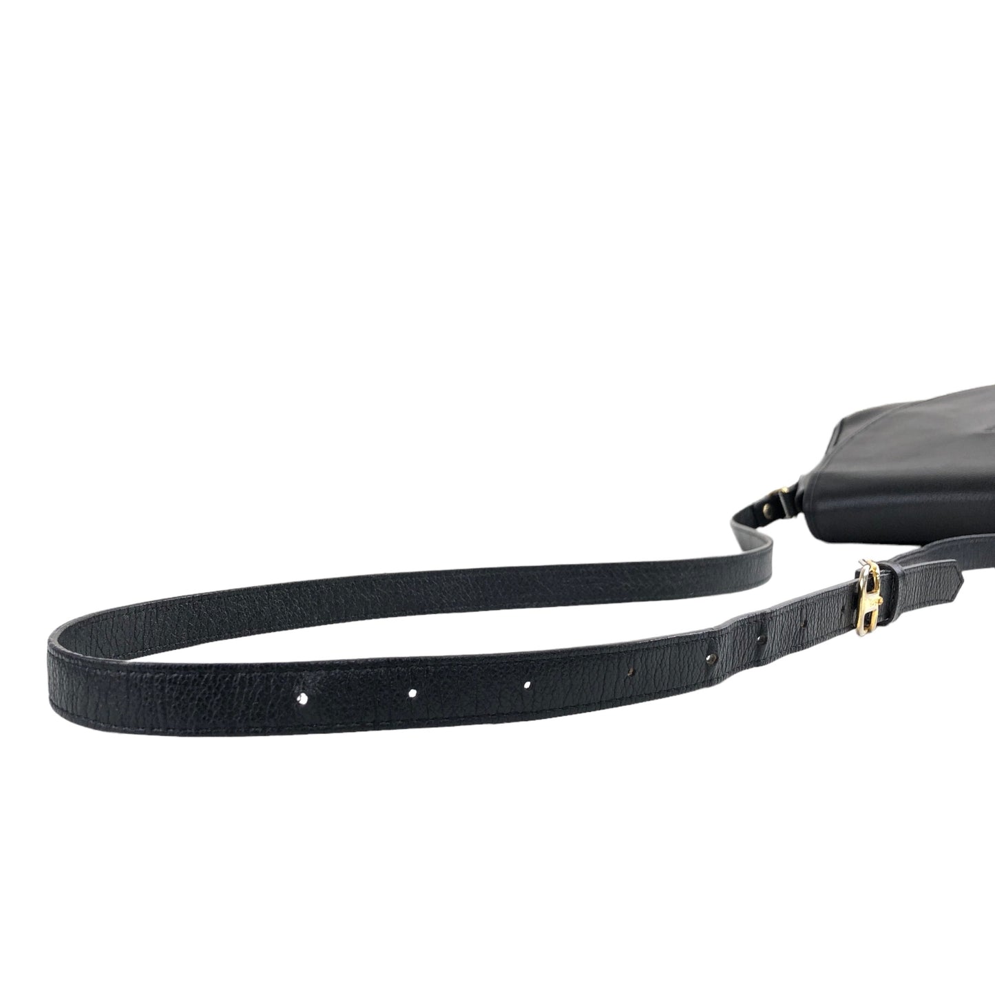 Yves Saint Laurent YSL Logo Stitch Leather Shoulder bag Black Vintage gscvrw
