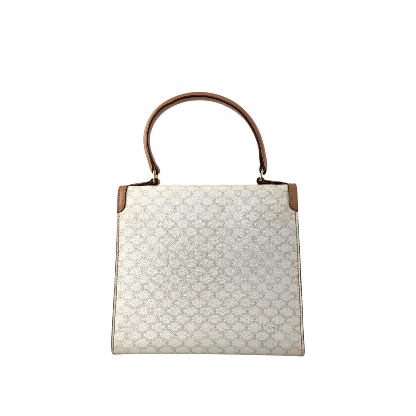 CELINE Macadam Gancini Two-way Top Handle Handbag Shoulder bag White Vintage 5gy5ms