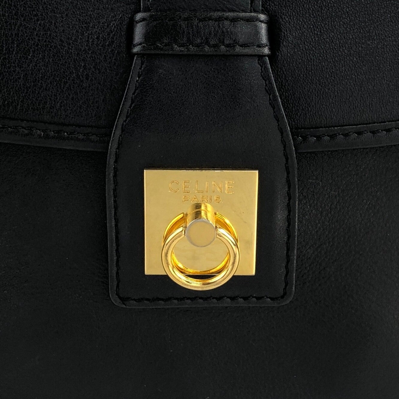 CELINE Gancini Crossbody Shoulder bag Black Vintage pdxcg6