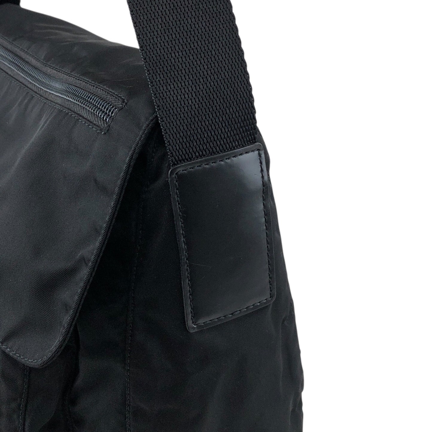 PRADA Tessuto Triangle Logo Front Buckle Shoulder bag Black Vintage g8uwx8