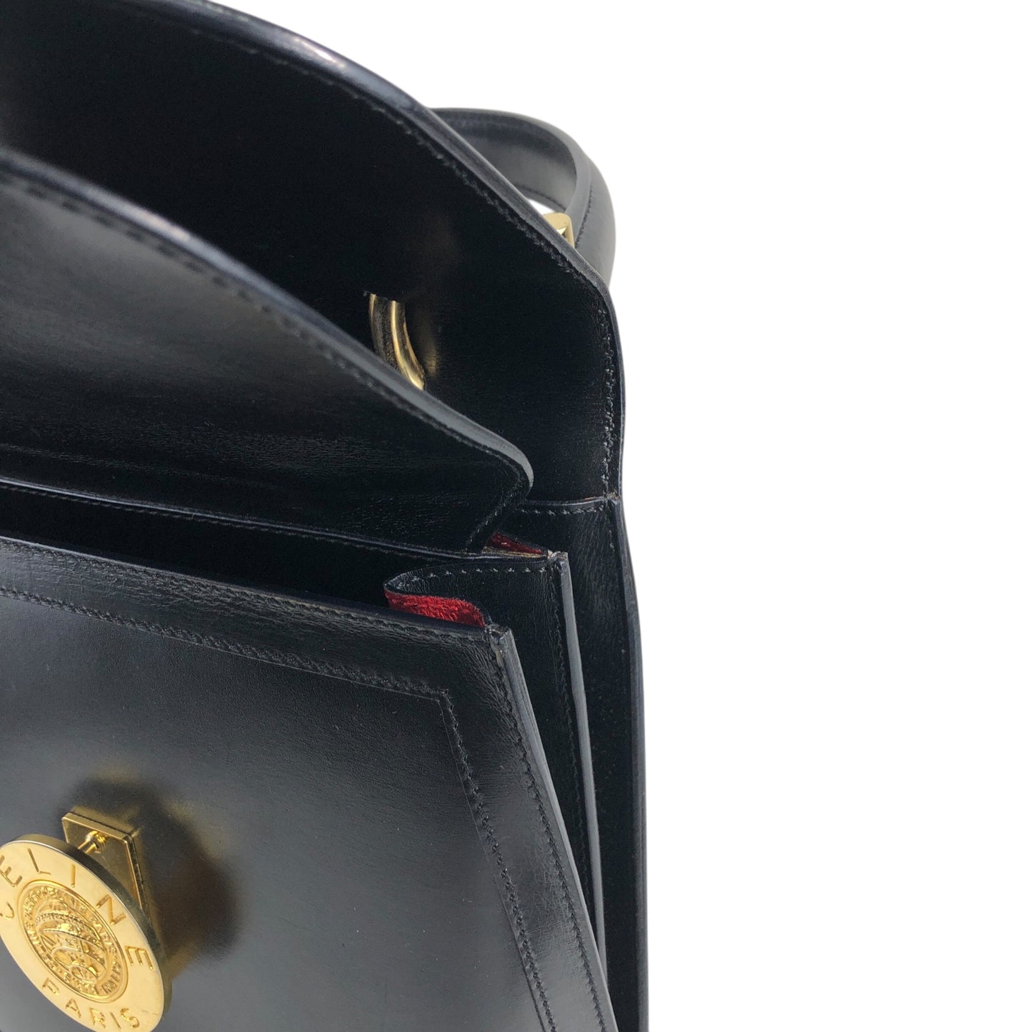 CELINE Medal Motif Handbag Black Vintage tgv7x5