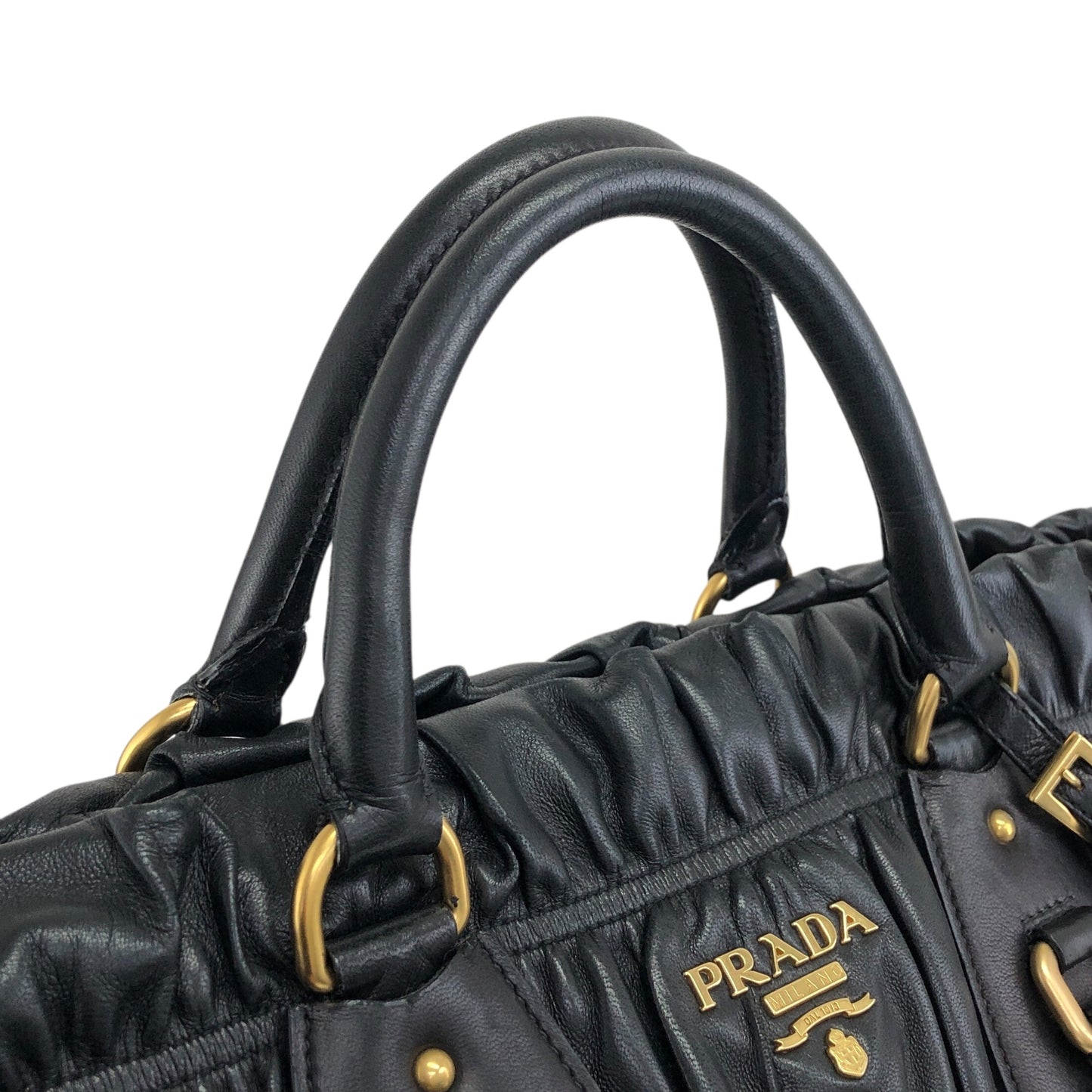 PRADA Logo Two-way Handbag Shoulder bag Black Vintage u8sukf