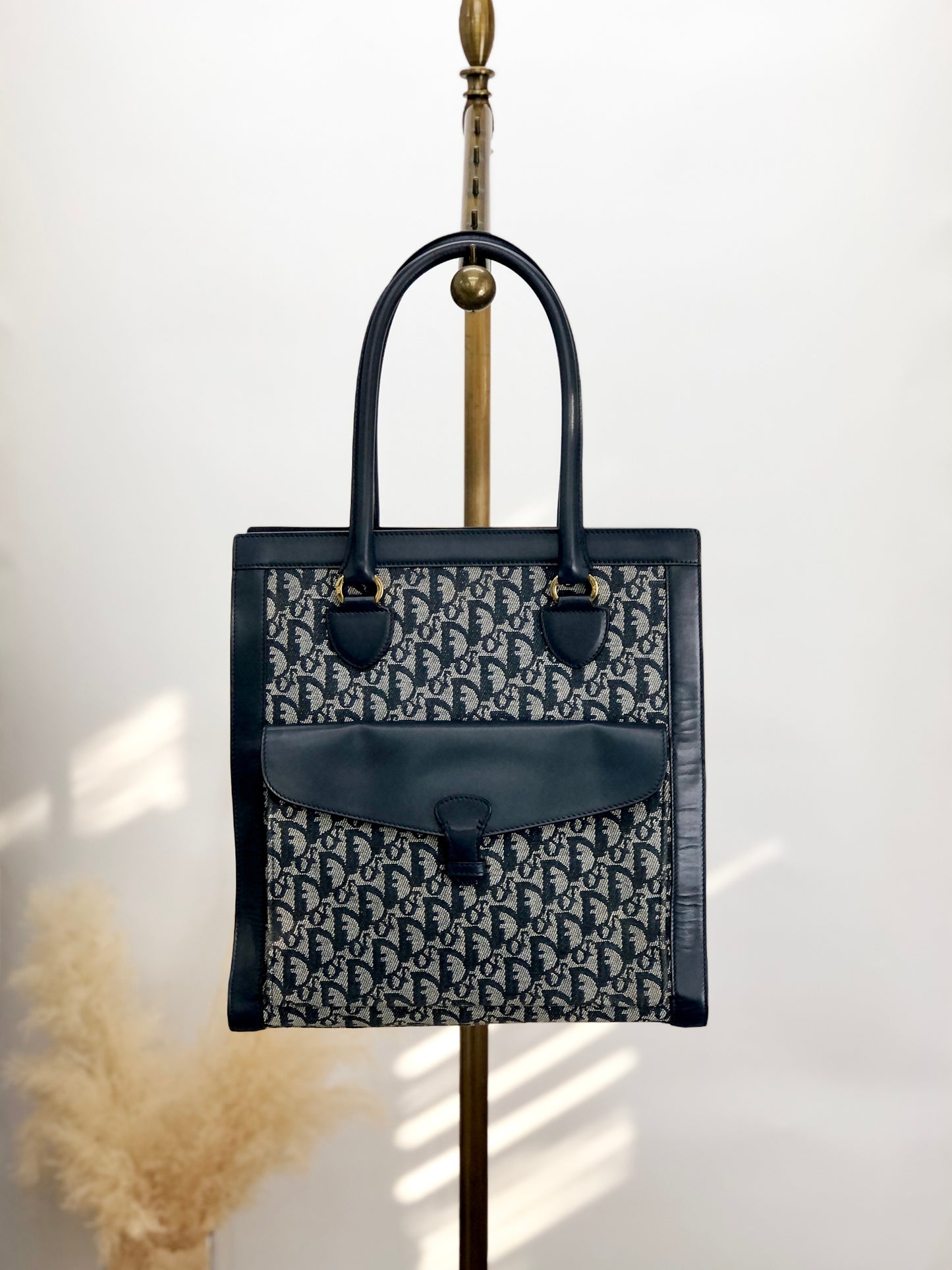 Christian Dior Trotter 前袋肩包托特包海軍藍復古 nak7gb