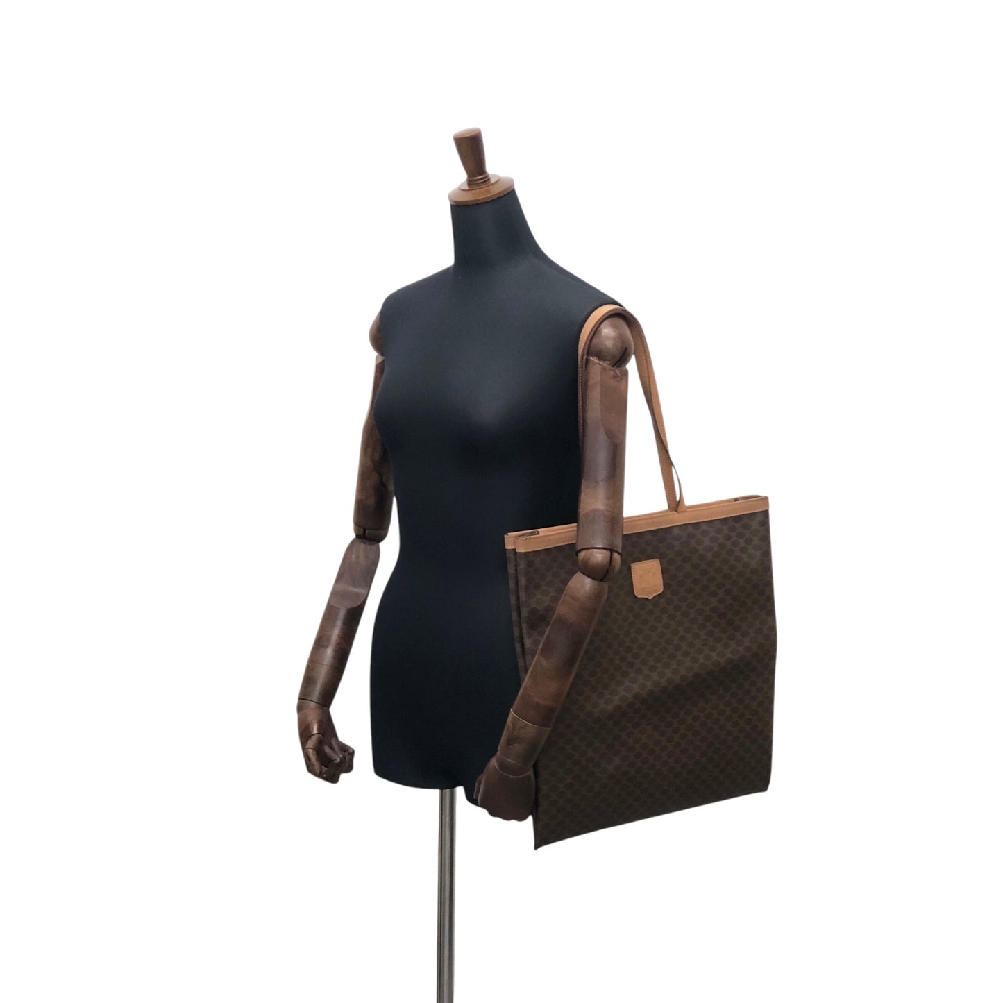 CELINE Macadam Blason Handbag Totebag Brown Vintage fpujkf