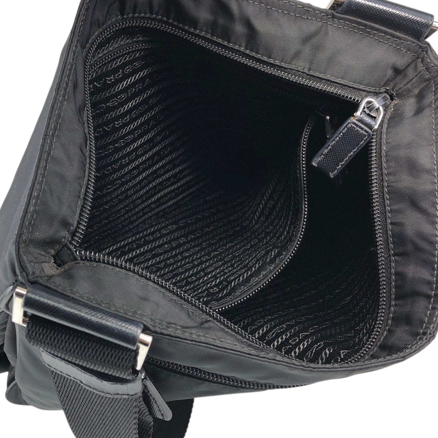 PRADA Tessuto Triangle Logo Shoulder bag Black Vintage jvmtz8