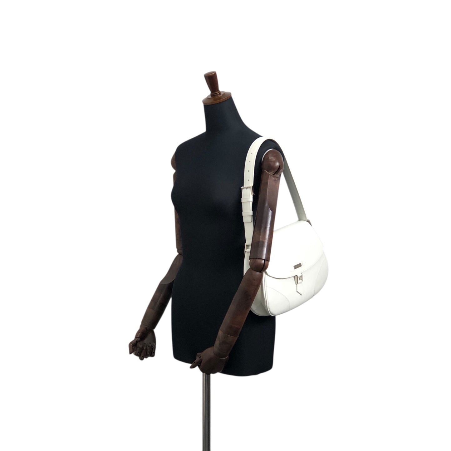BURBERRY Logo Shoulder bag White Vintage p83cj4