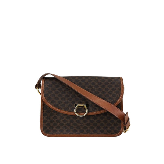 CELINE Macadam Gancini Shoulder bag Brown Vintage dtdg28