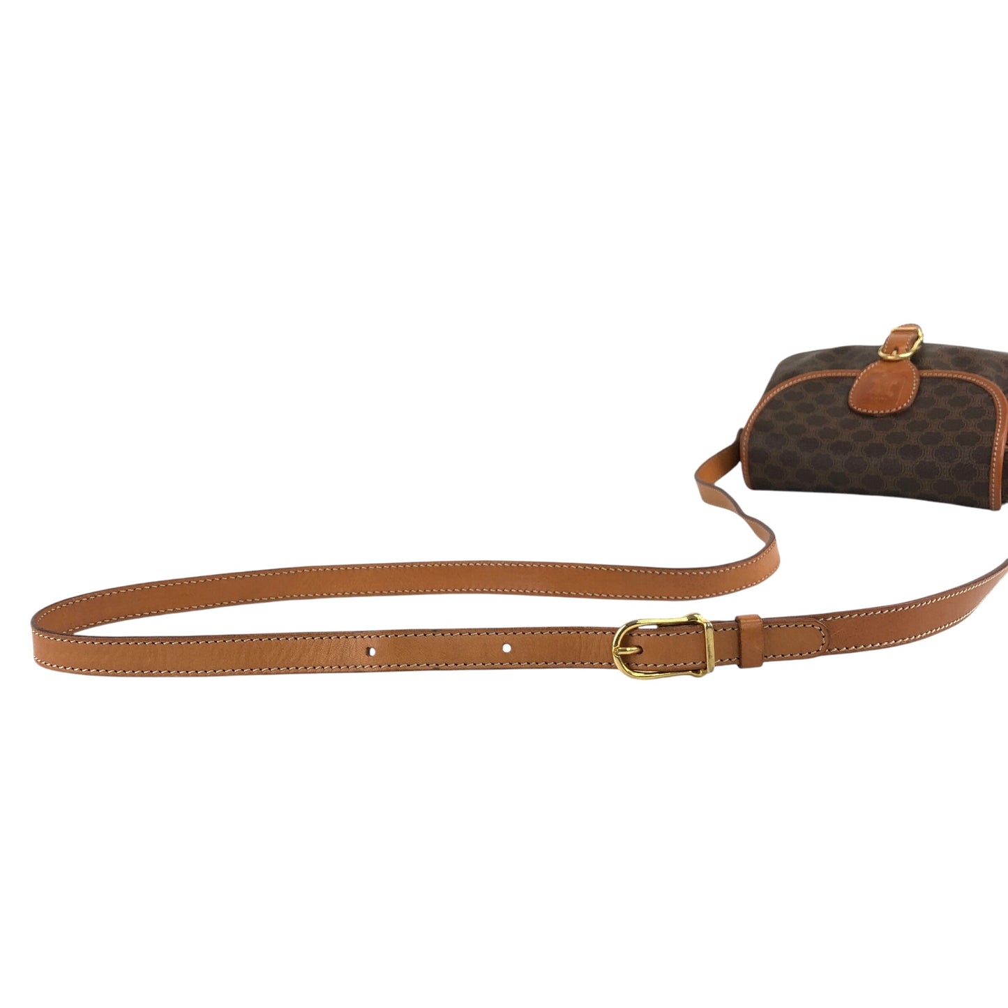 CELINE Macadam Blason Front Buckle Shoulder bag Brown Vintage msur28