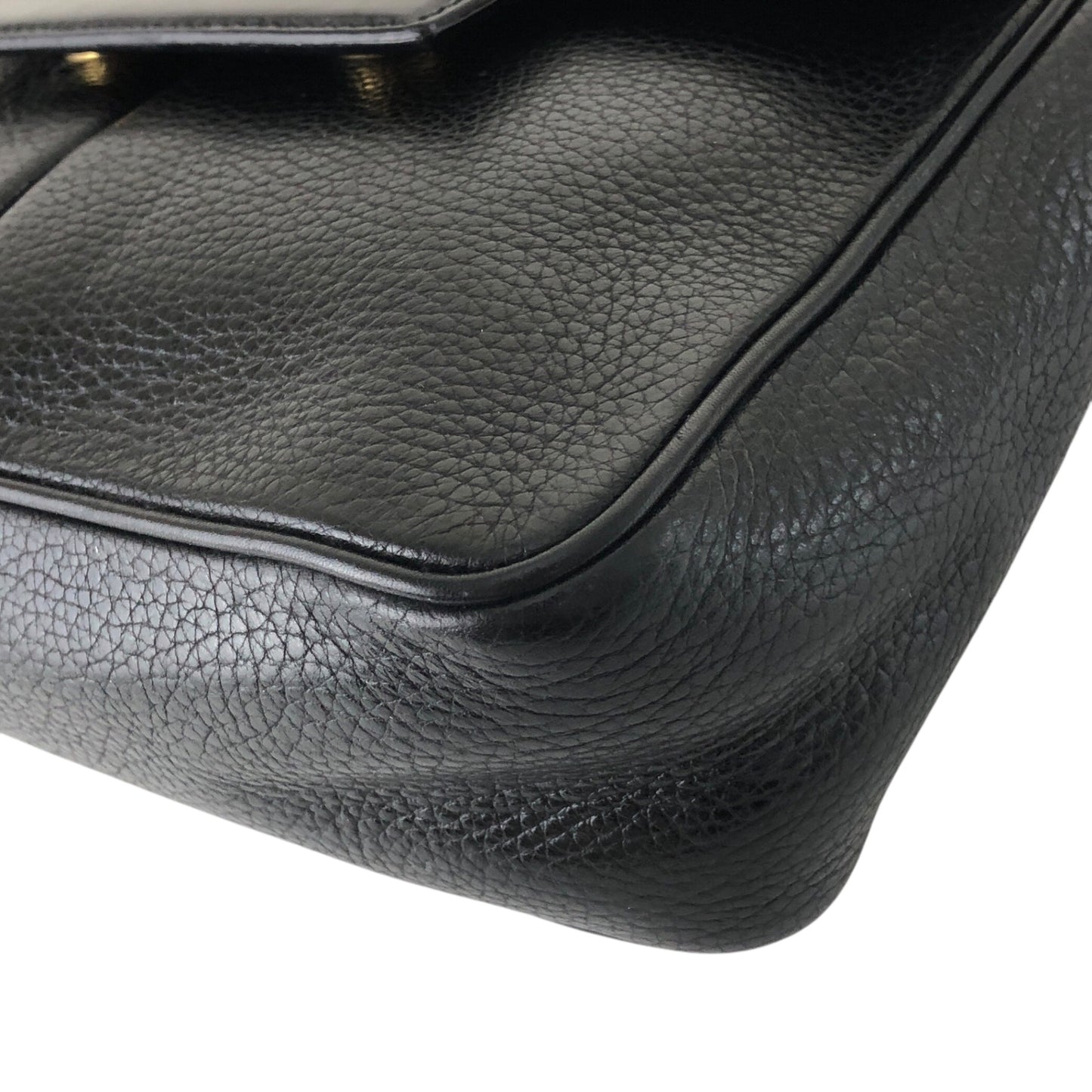 CELINE Logo Embossed Shoulder bag Black Vintage 66np7h