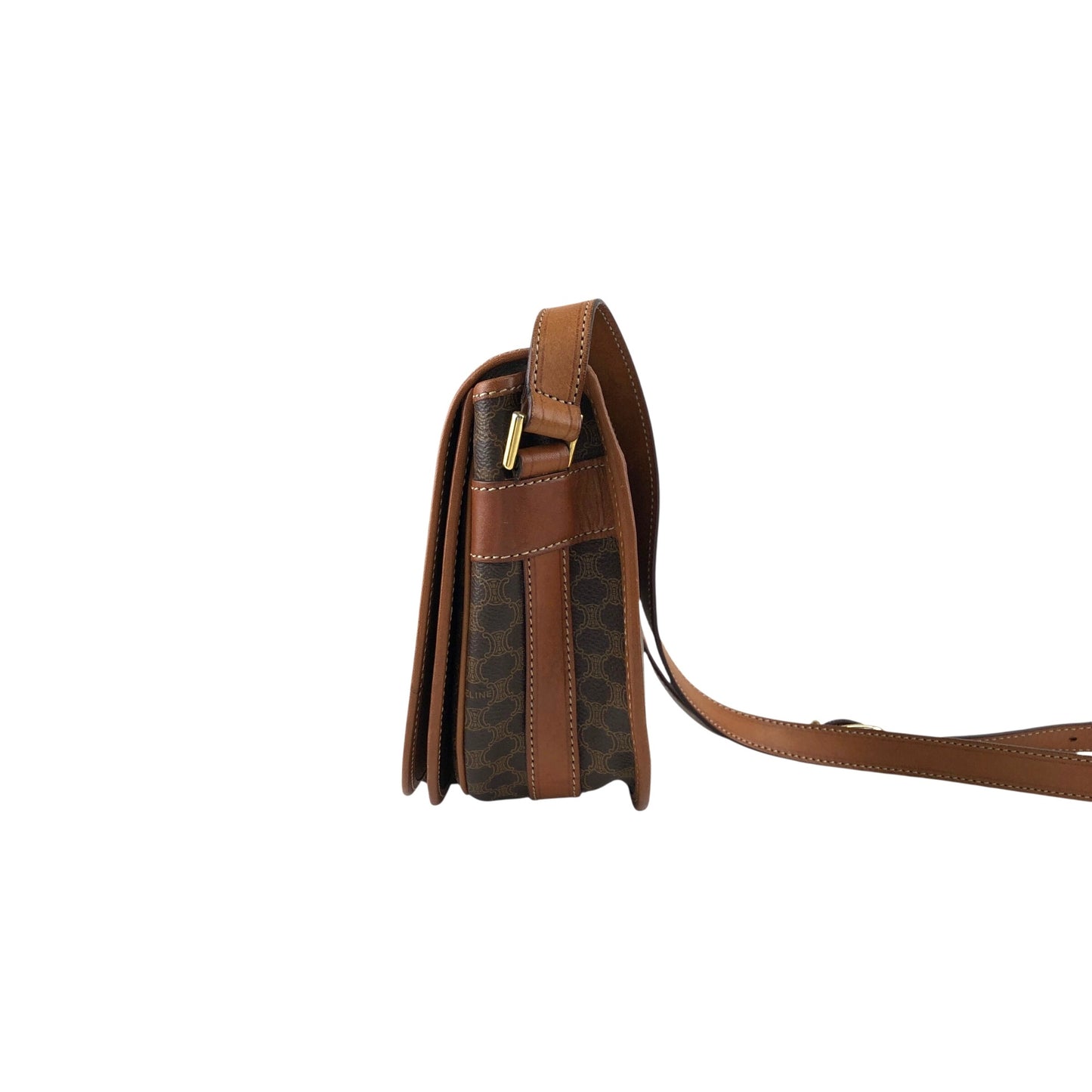 CELINE Macadam Blason Flap Shoulder bag Brown Vintage 2gysan