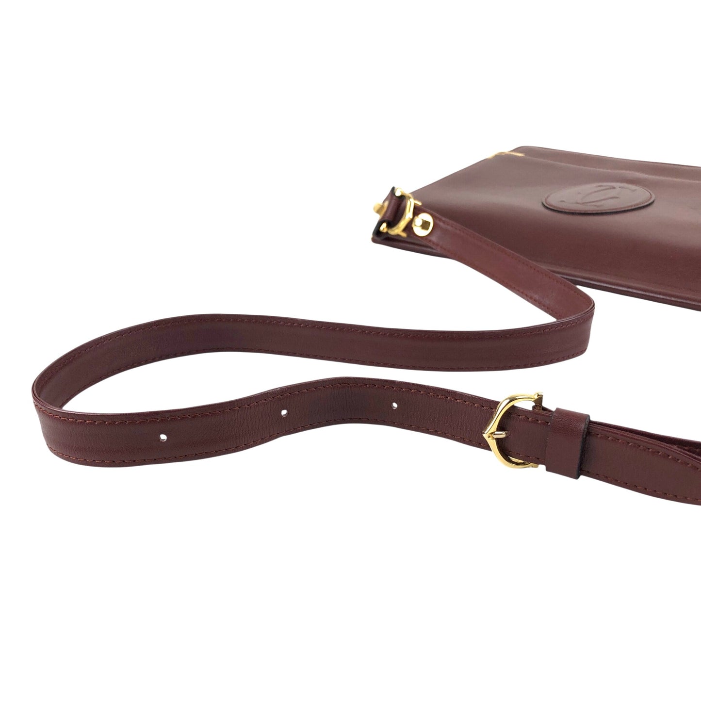 Cartier Logo Embossed Flap Shoulder bag Bordeaux Vintage hydpbp